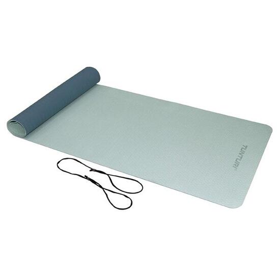 Tapis de Yoga en TPE 4mm Bleu Clair/Bleu Foncé, Ficelle Noir