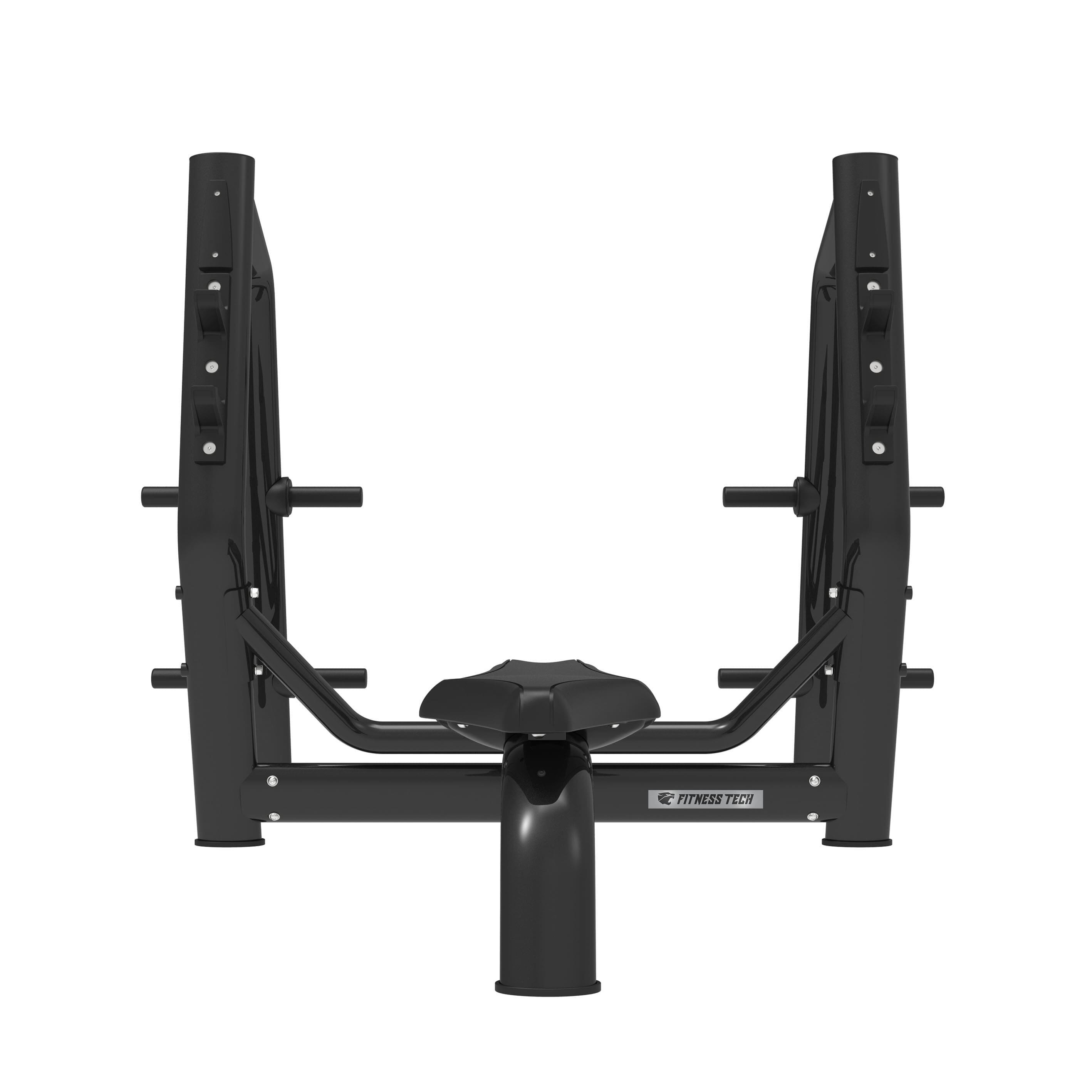 Banco Press de Banca Plano Fitness Tech com suportes e armazenamento de discos 4/4