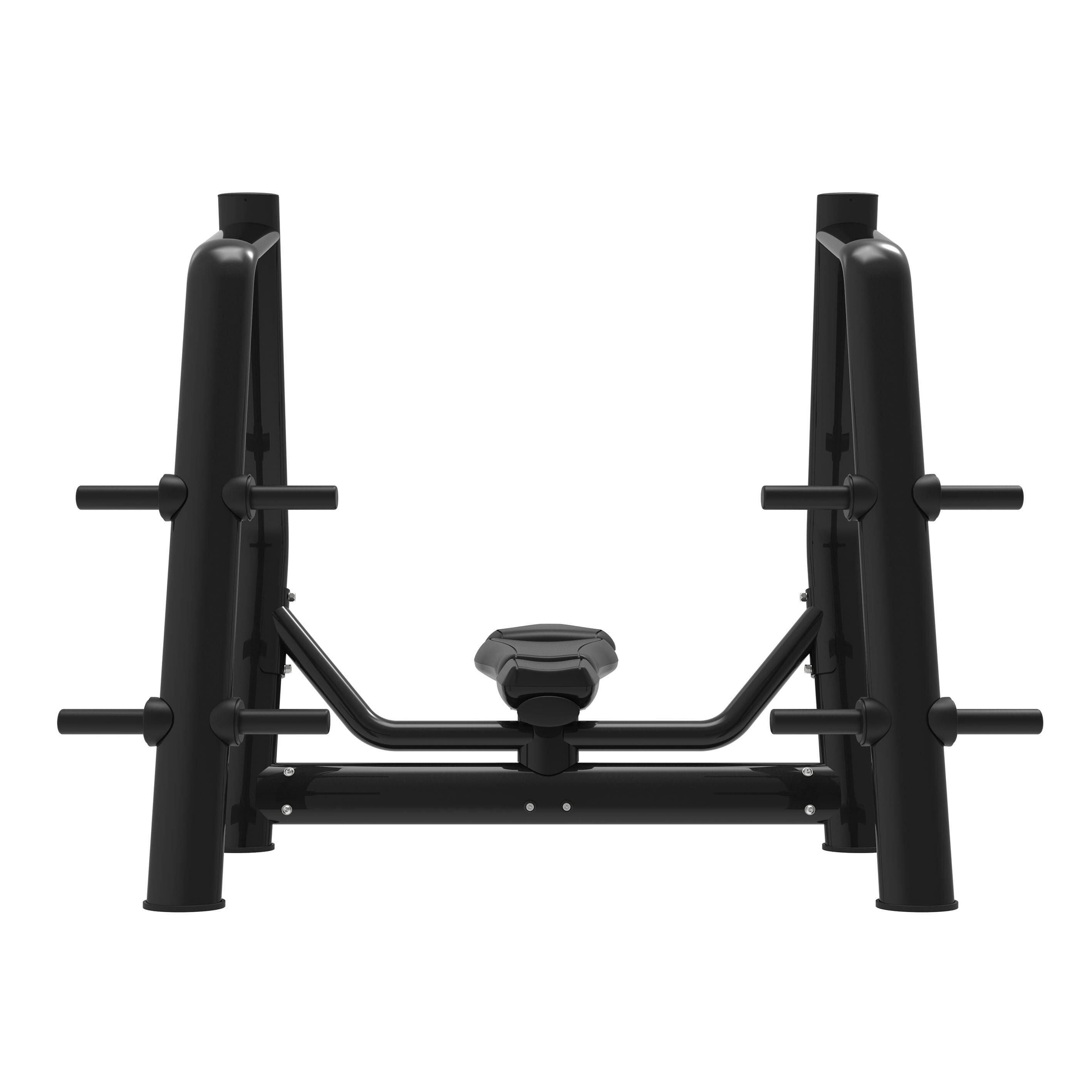 Banco Press de Banca Plano Fitness Tech com suportes e armazenamento de discos 2/4
