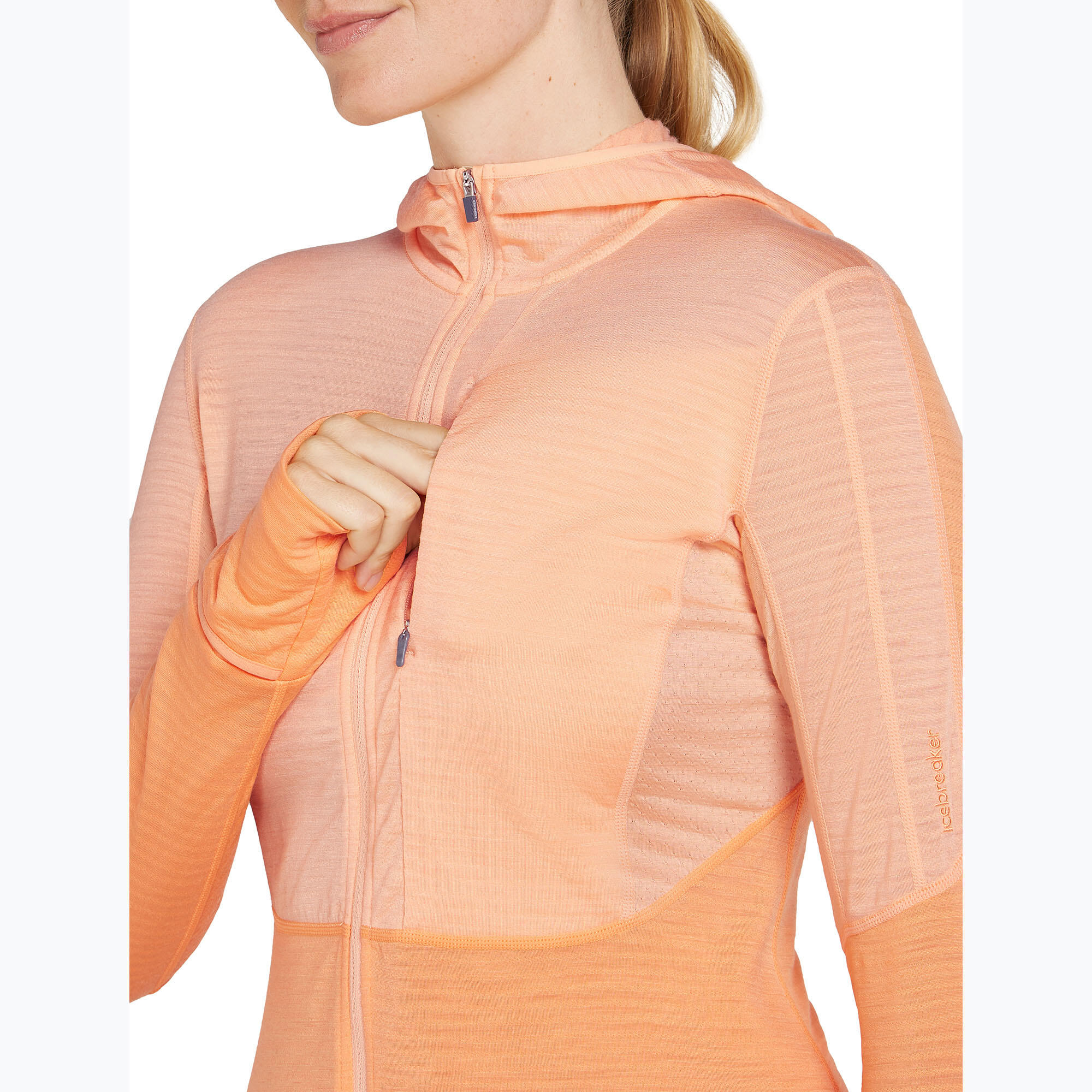 Felpa da trekking donna icebreaker Merino 200 Realfleece Descender con zip 6/7