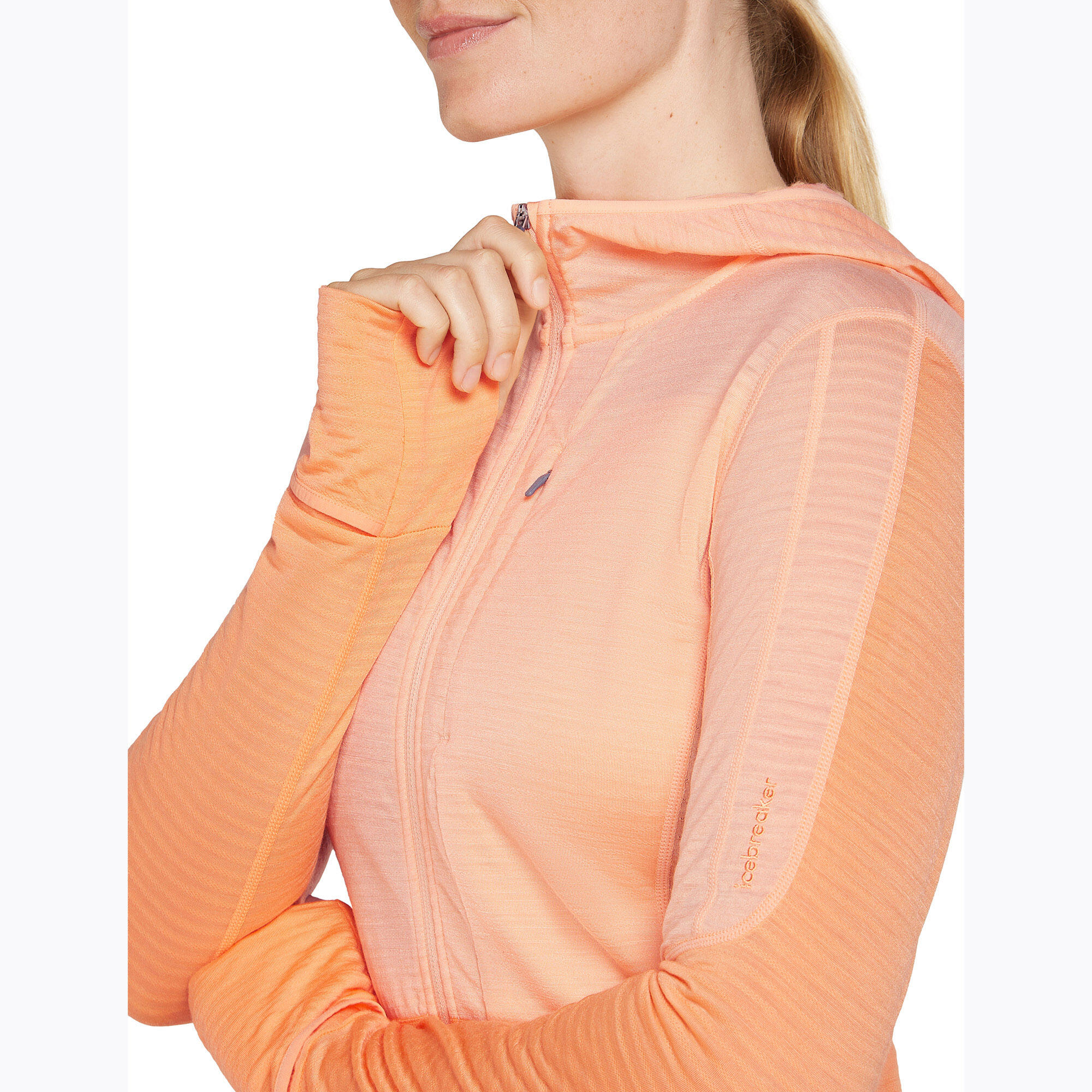 Felpa da trekking donna icebreaker Merino 200 Realfleece Descender con zip 5/7