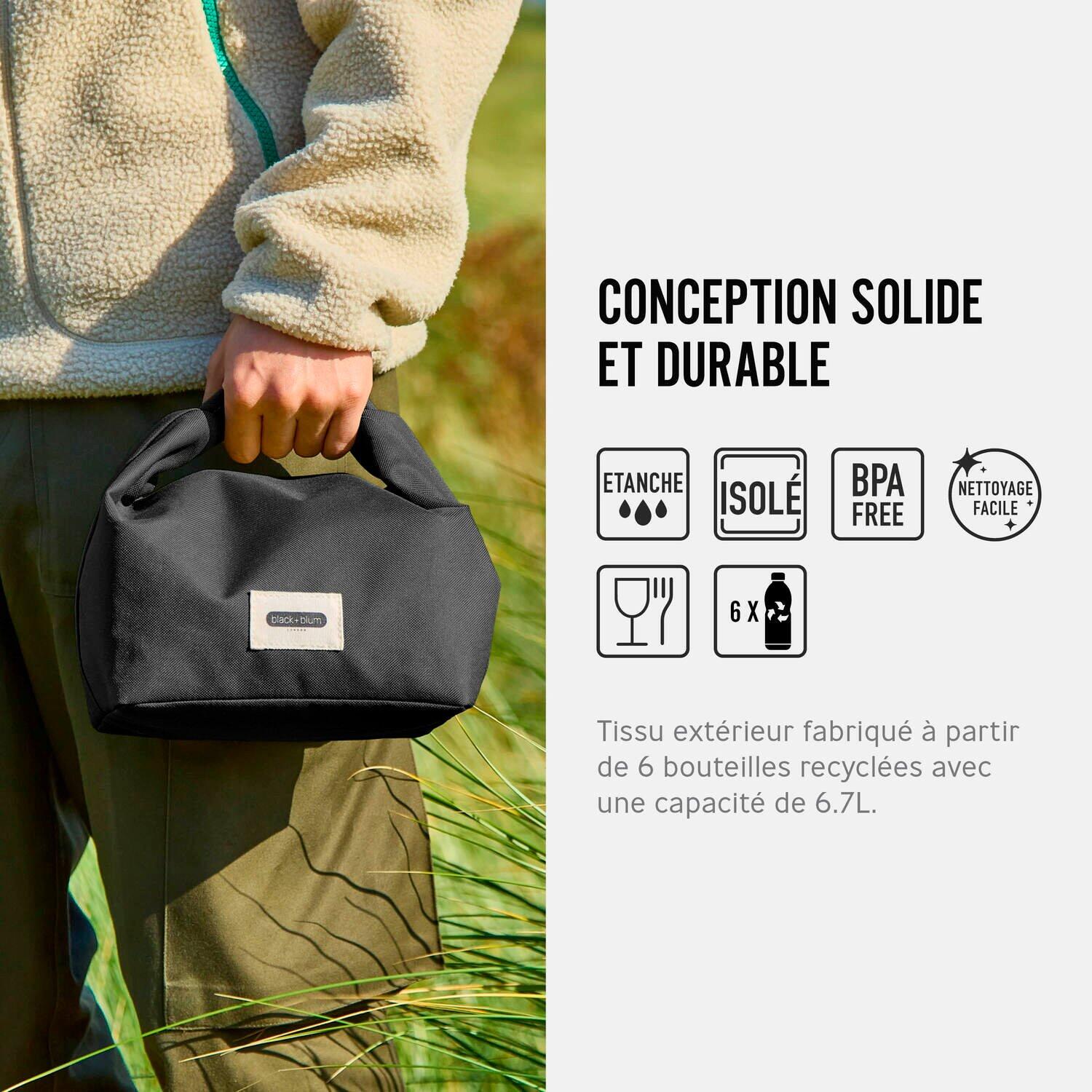 LUNCH BAG ISOTHERME- NOIR-6,7L-ÉTANCHE-ECO-RESPONSABLE 3/7