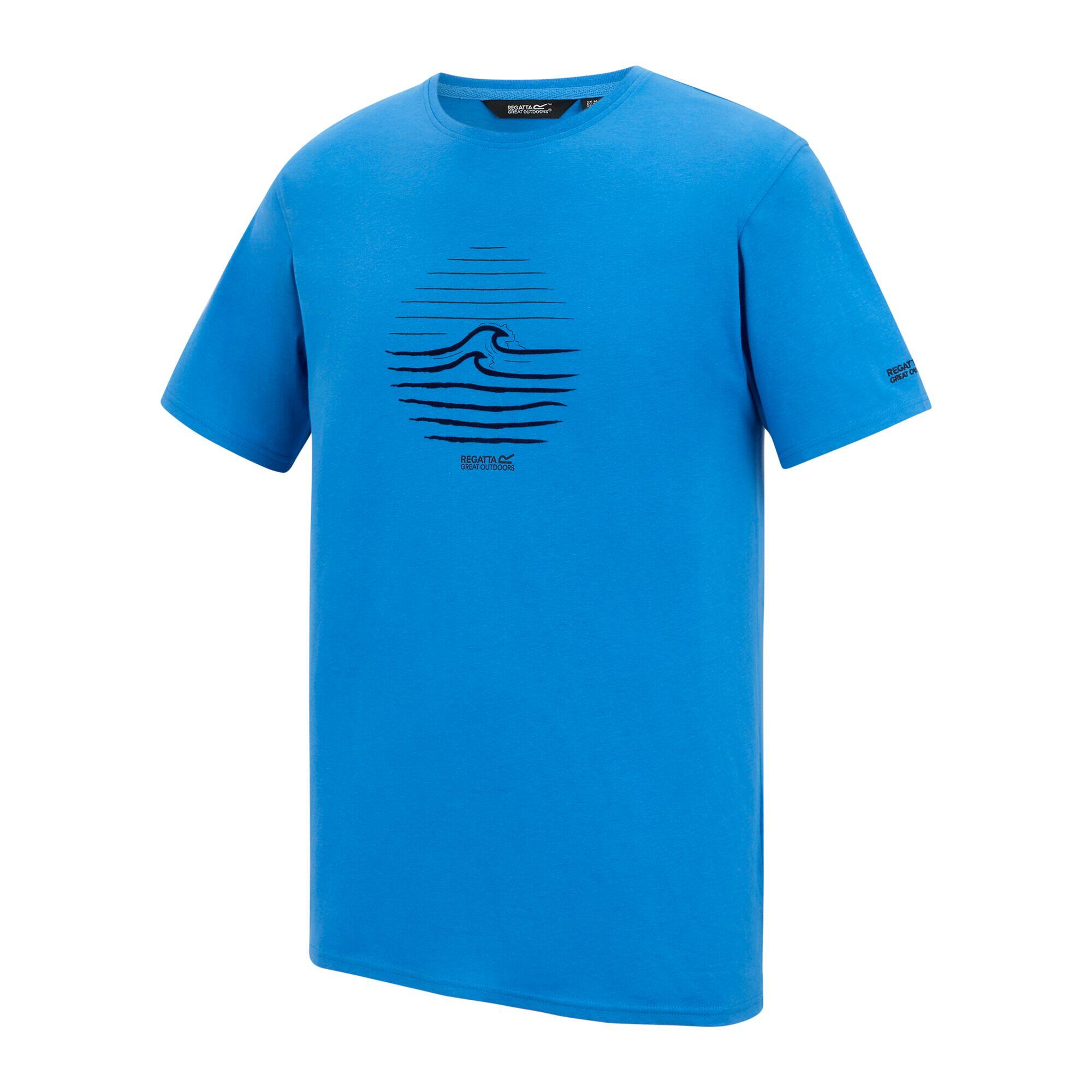 Tshirt Motif/style Ondulé CLINE Homme (Bleu Vif) 3/5