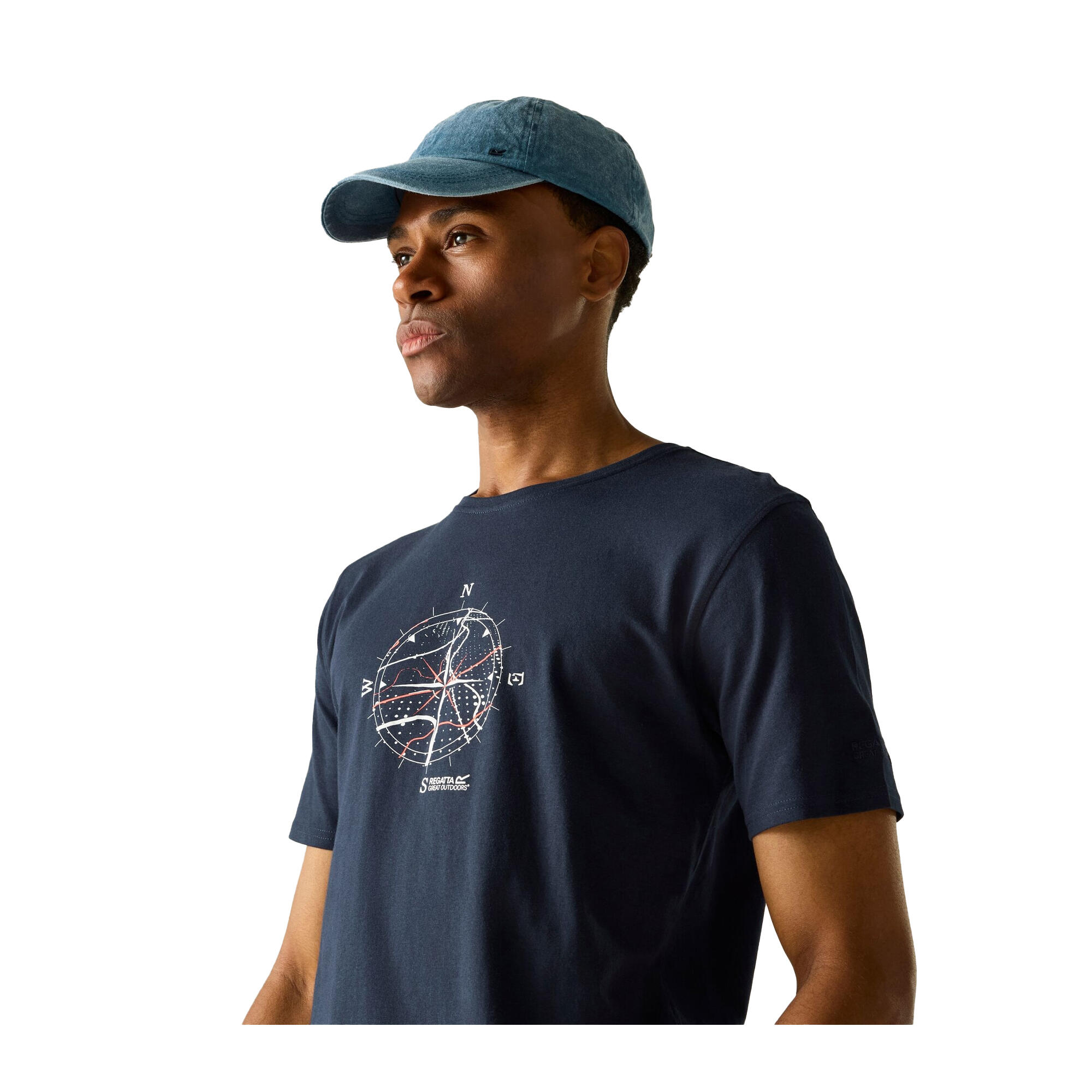 Tshirt Motif/style Boussole CLINE Homme (Bleu Marine) 3/5