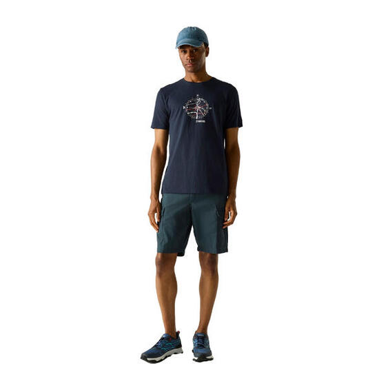 Tshirt Manches Courtes Motif/style Boussole CLINE Homme (Bleu Marine Imprimé