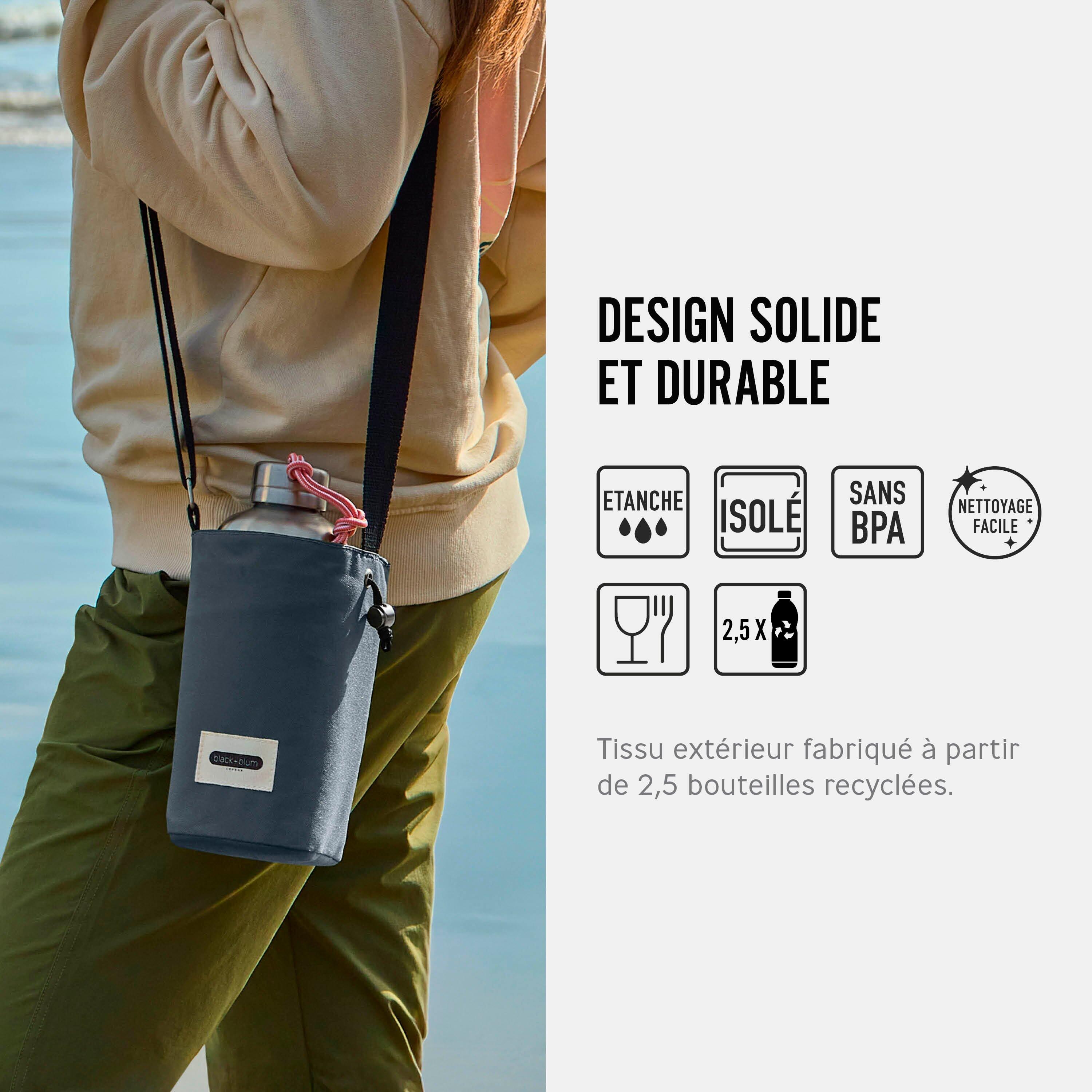 SAC À BOUTEILLE ISOTHERME-GRIS-AVEC POCHE SÉCURISÉ 3/4