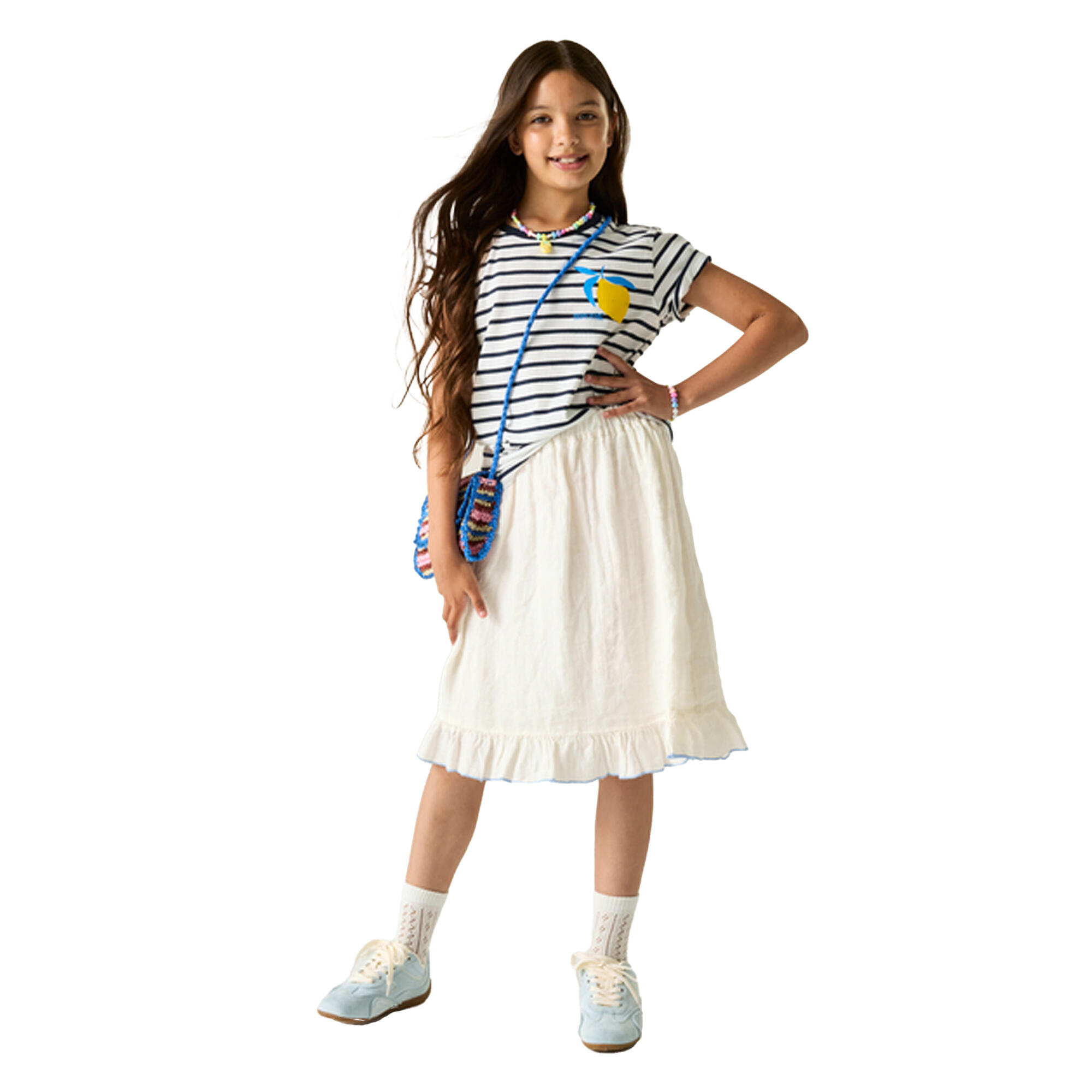Tshirt Motif/style À Rayures BOSLEY Enfant (Blanc / Bleu Marine) 4/5