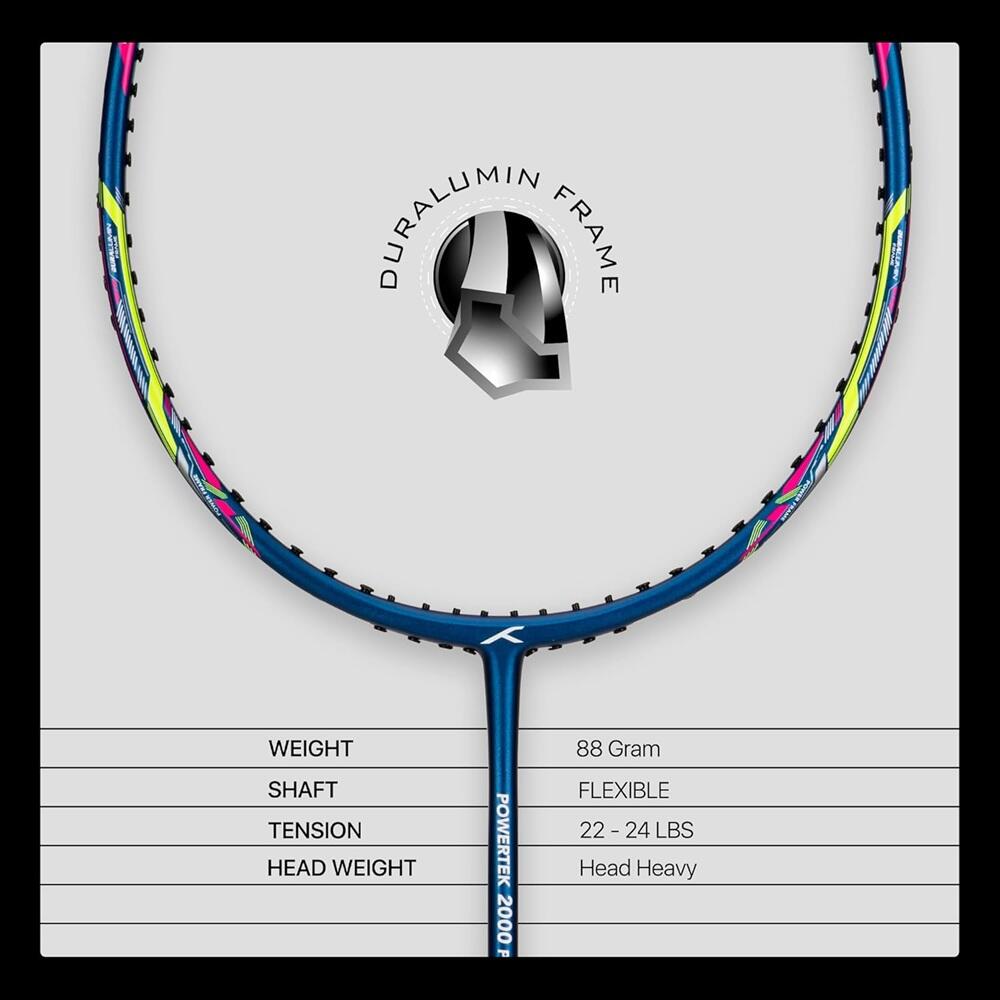 Badmintonschläger mit Schlägerhülle - Powertek 2000 Marineblau 7/7