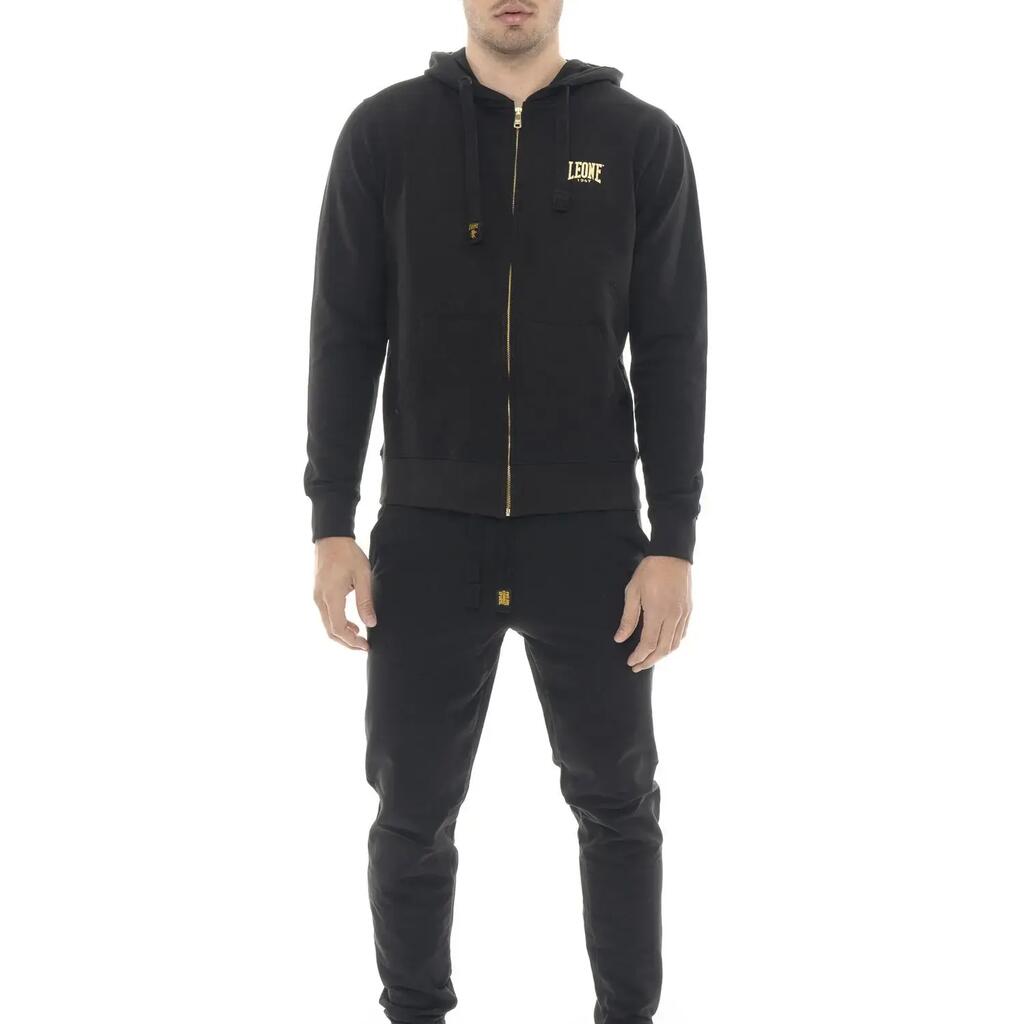 Leone 1947 Gold men's winter tracksuit with hood and zip, straight trousers