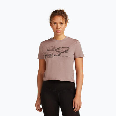 Dames t-shirt icebreaker merino 150 tech lite crop the climb