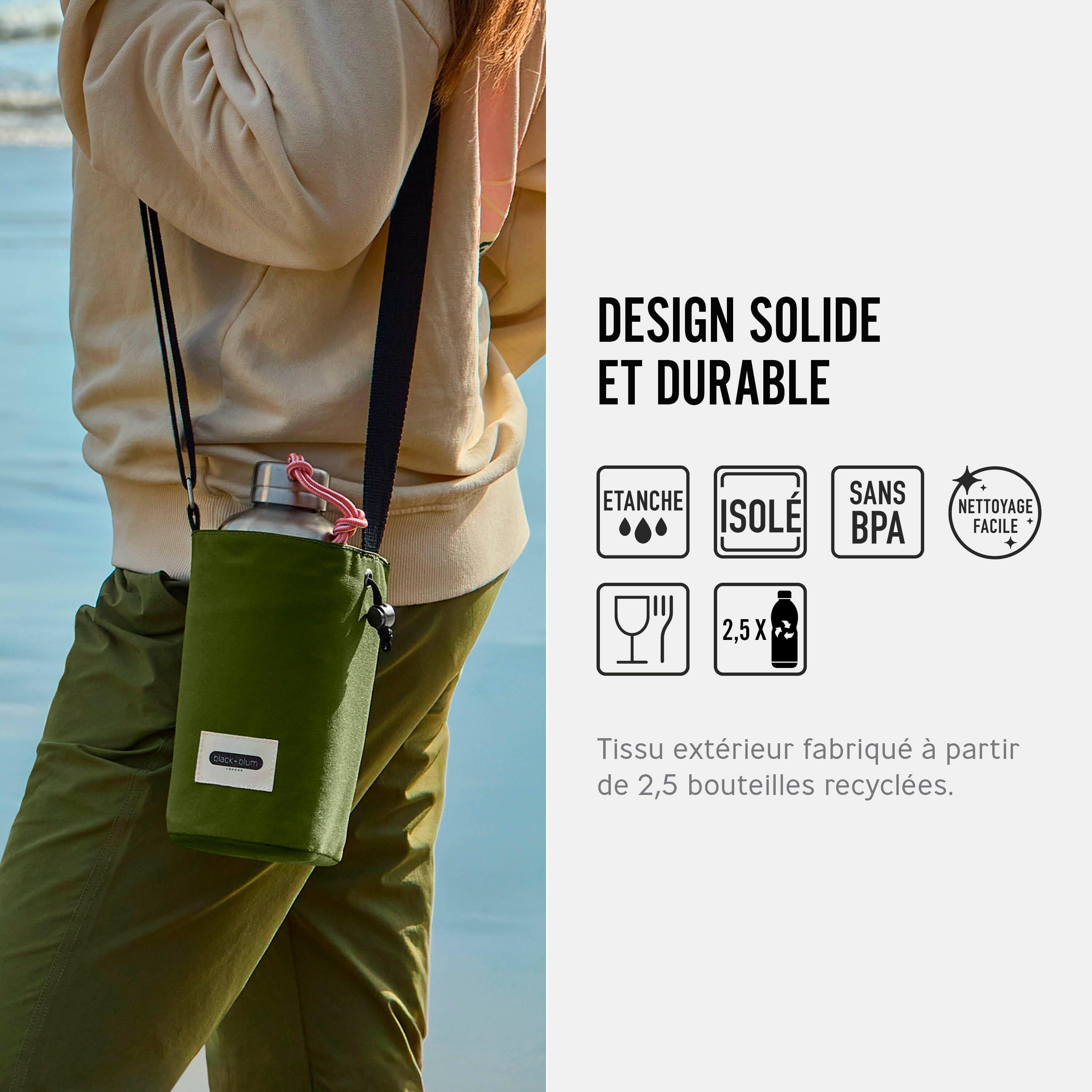 SAC À BOUTEILLE ISOTHERME-OLIVE-AVEC POCHE SÉCURISÉ 3/4