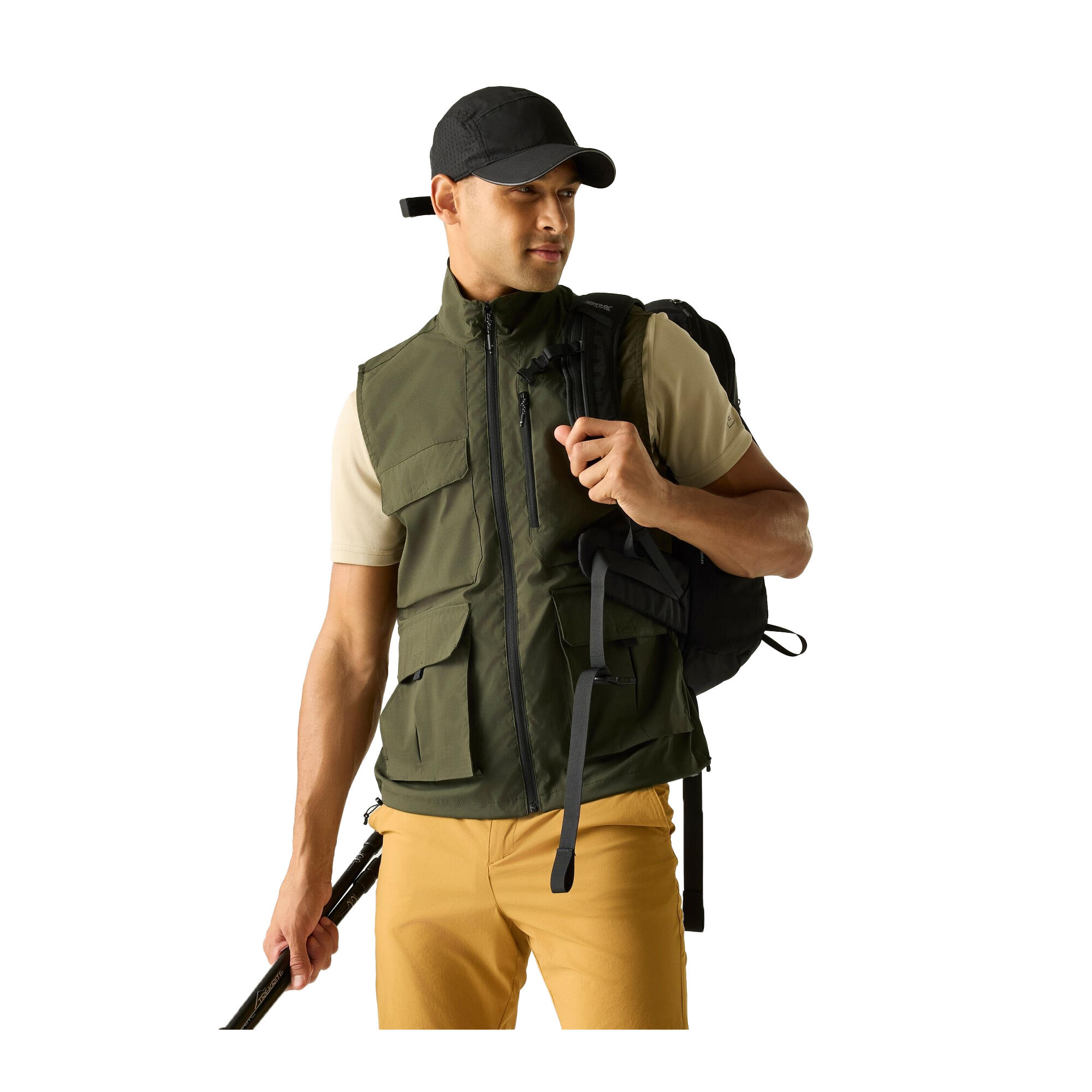 Lichte Insectenwerende Reisbodywarmer voor heren (Kaki Groen) 4/5