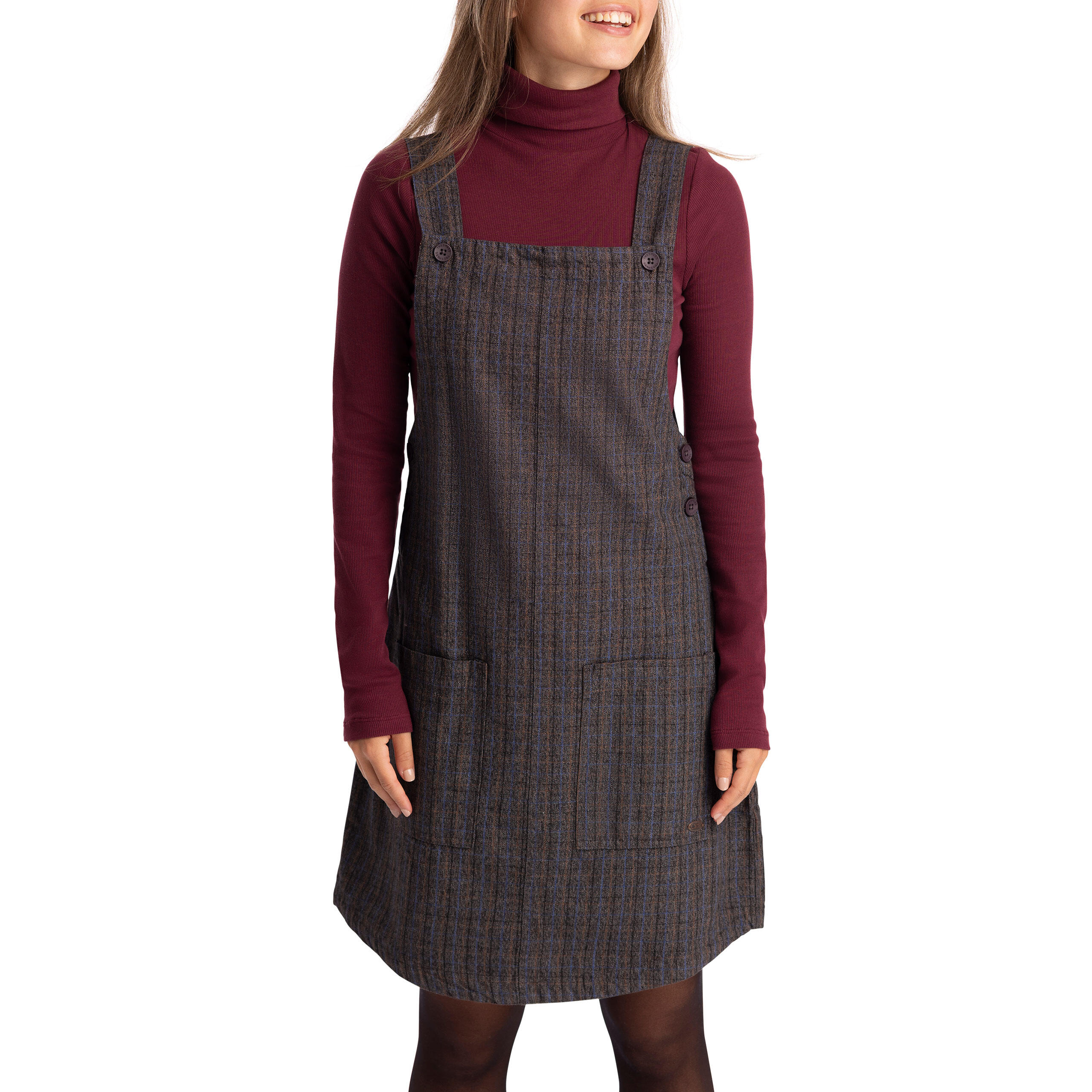 sachin and babi light blue dress Womens Button Fastening Straps Pinafore Dress - Twirl