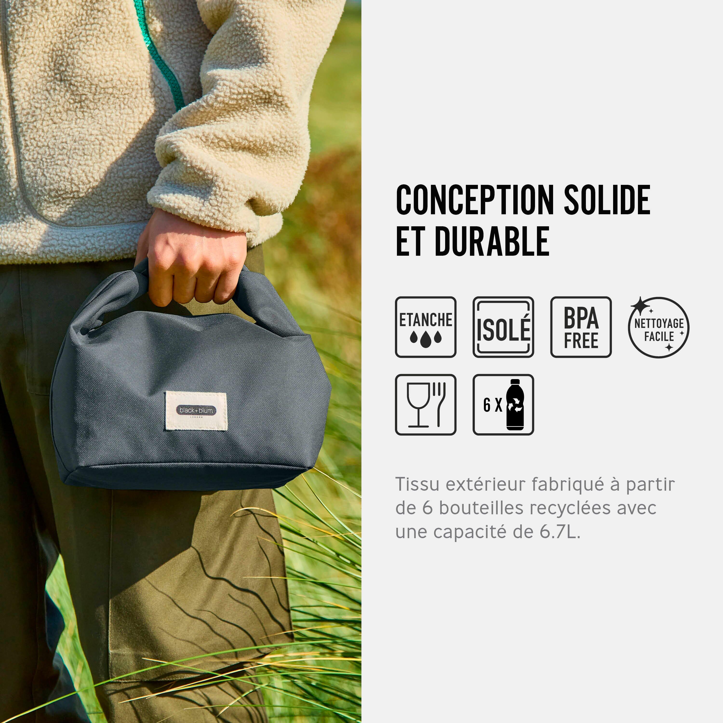 LUNCH BAG ISOTHERME- GRIS-6,7L-ÉTANCHE-ECO-RESPONSABLE 3/7