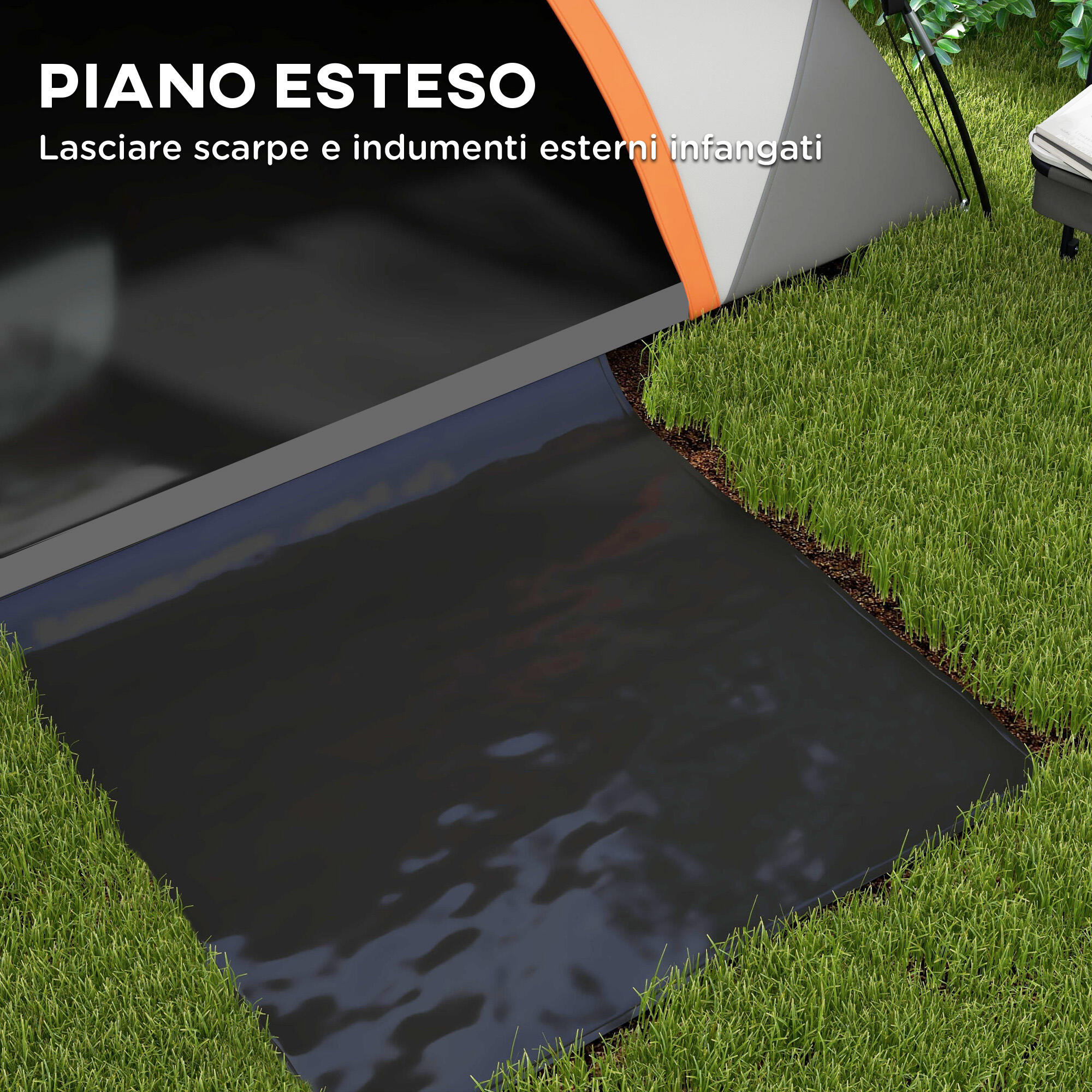 Outsunny Tenda da Campeggio 2 Posti con Finestra a Rete e Gancio Grigio Arancio 5/7