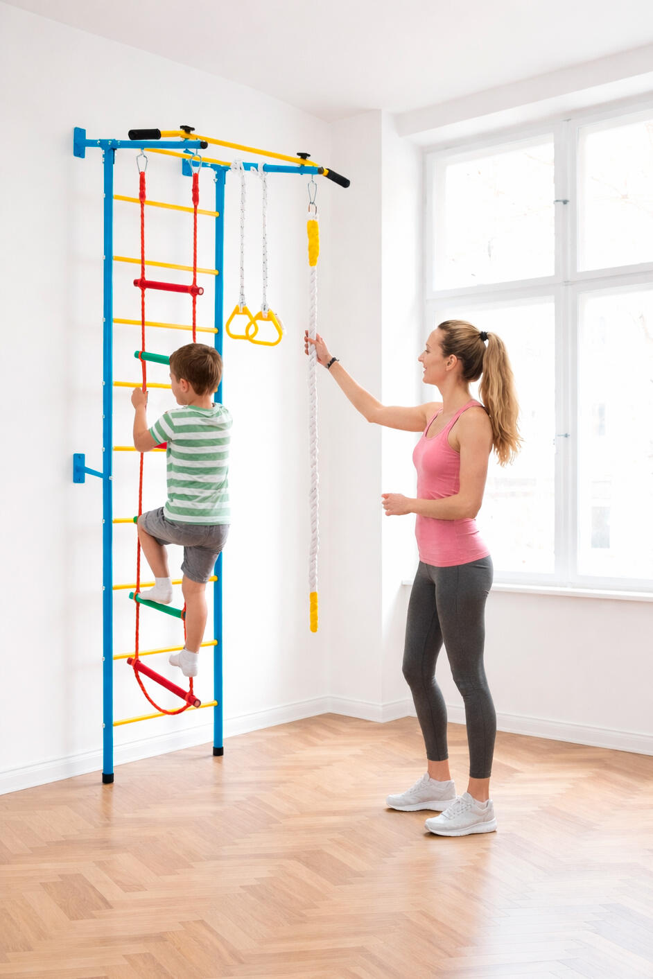 Smart Sprossenwand für Kinder mit Klimmzugstange 2/7