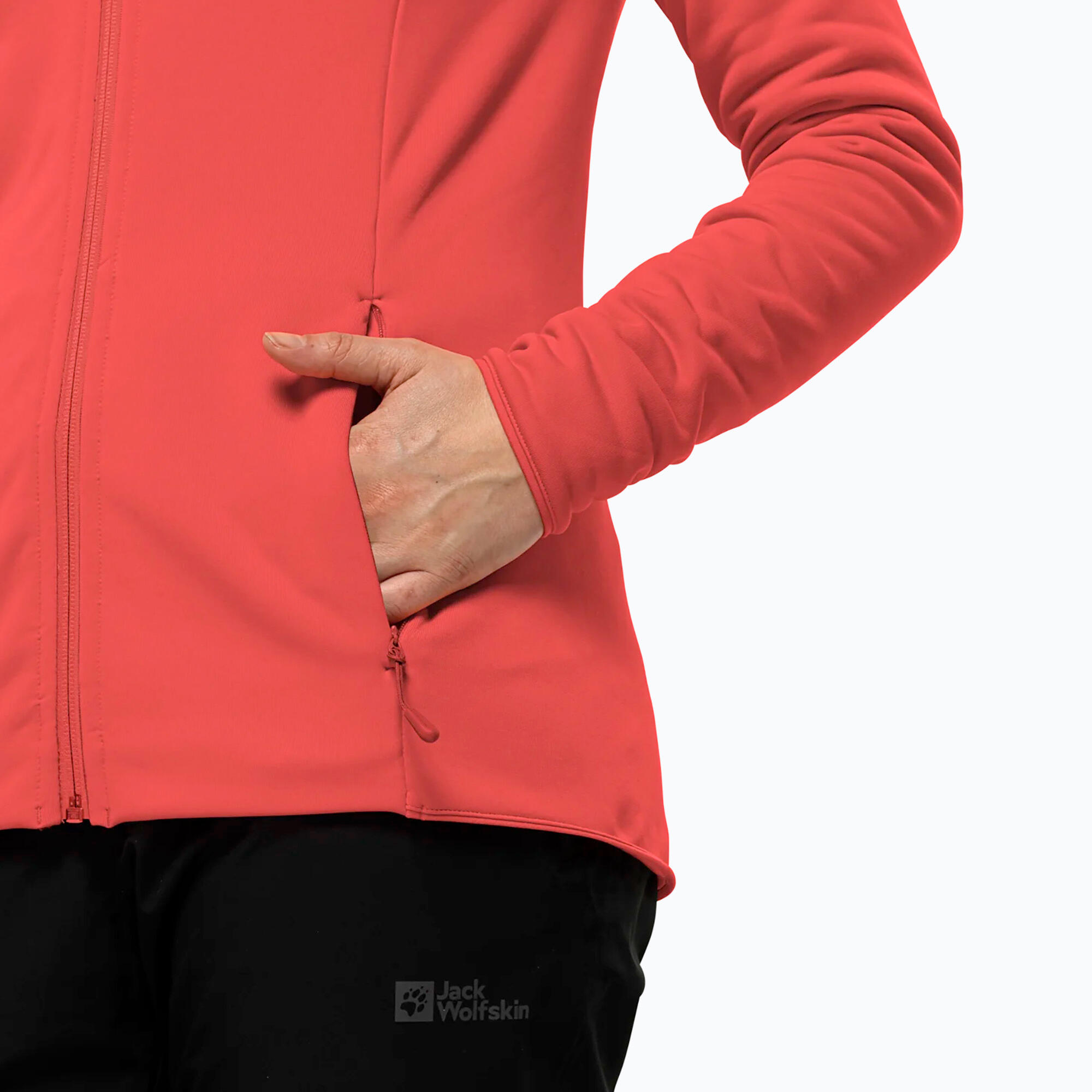 Casaco feminino Jack Wolfskin Baiselberg com capuz e zíper completo 4/6