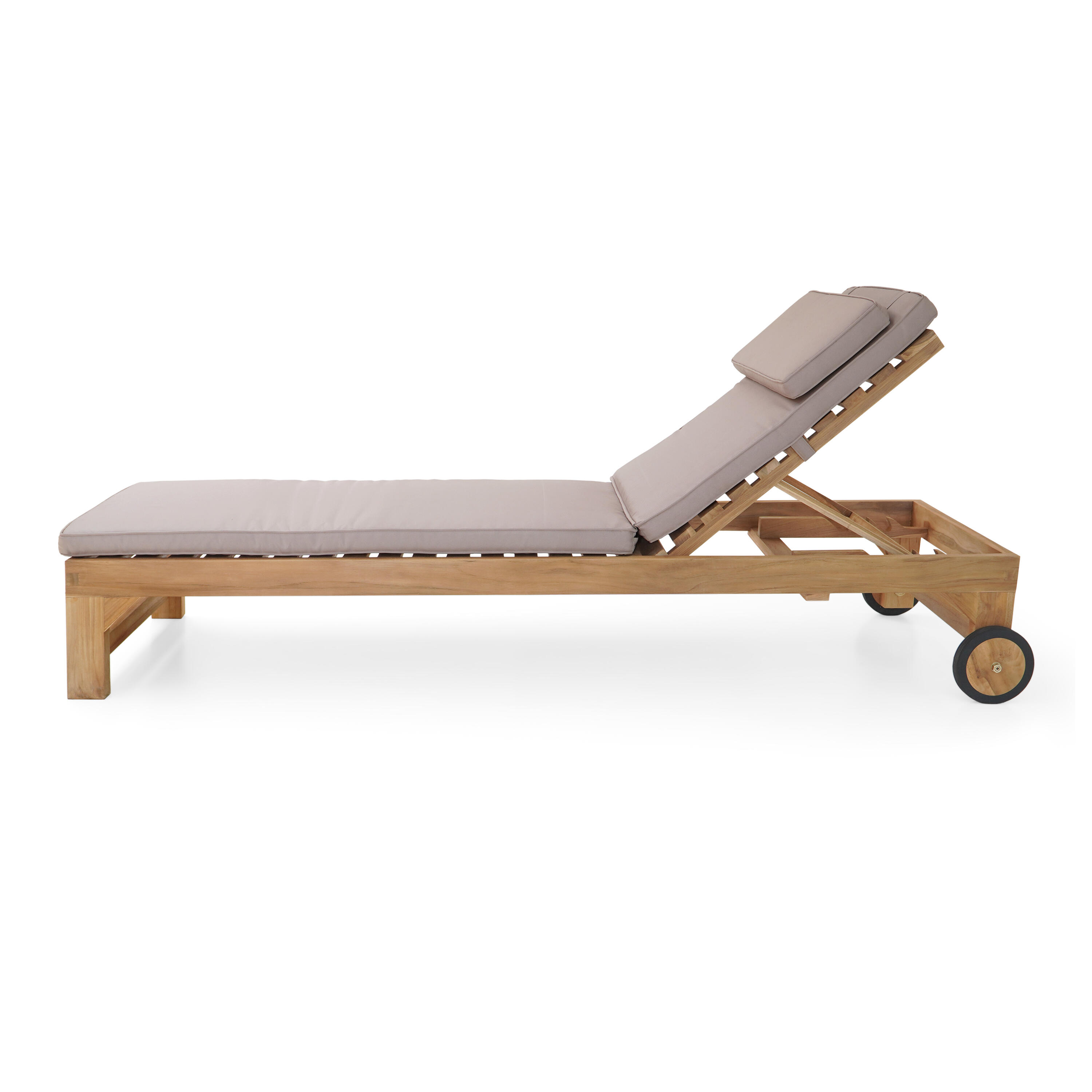 Ligstoel met kussen - Teak - 4 standen 2/7