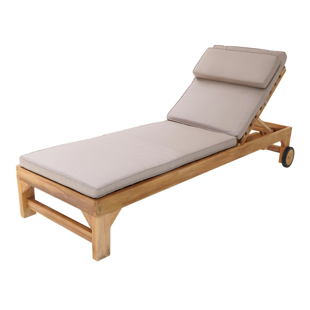 Lounge chair with cushion - Teak - 4 positions