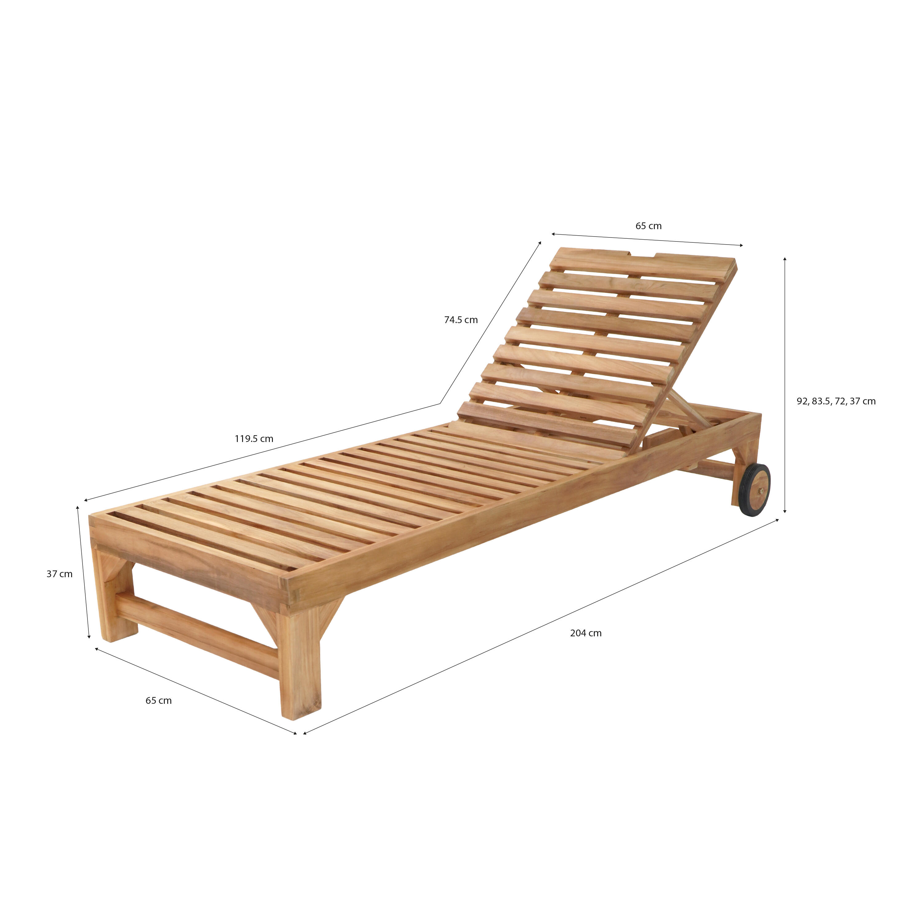 Ligstoel met kussen - Teak - 4 standen 4/7