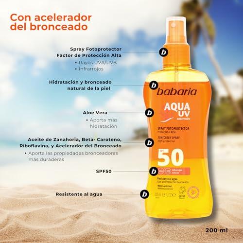 Babaria Spray Bifásico SPF50 Aqua UV 200 ml 3/7
