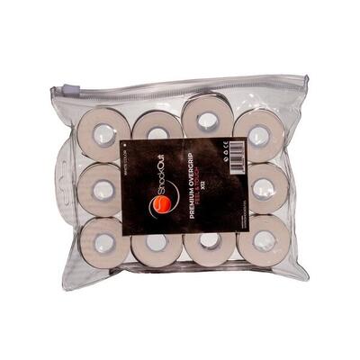 Shockout x12 premium overgrips bag, plain white