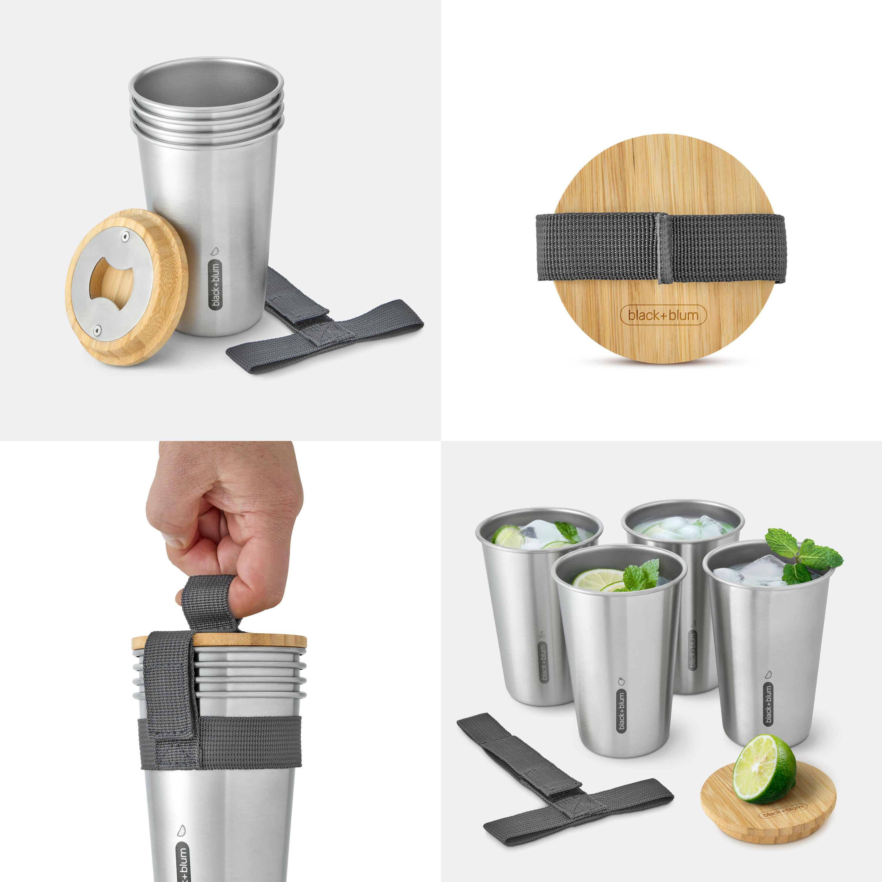 SET DE 4 VERRES EN ACIER INOX 500ML-PLANCHE EN BAMBOU ET DÉCAPSULEUR 2/7