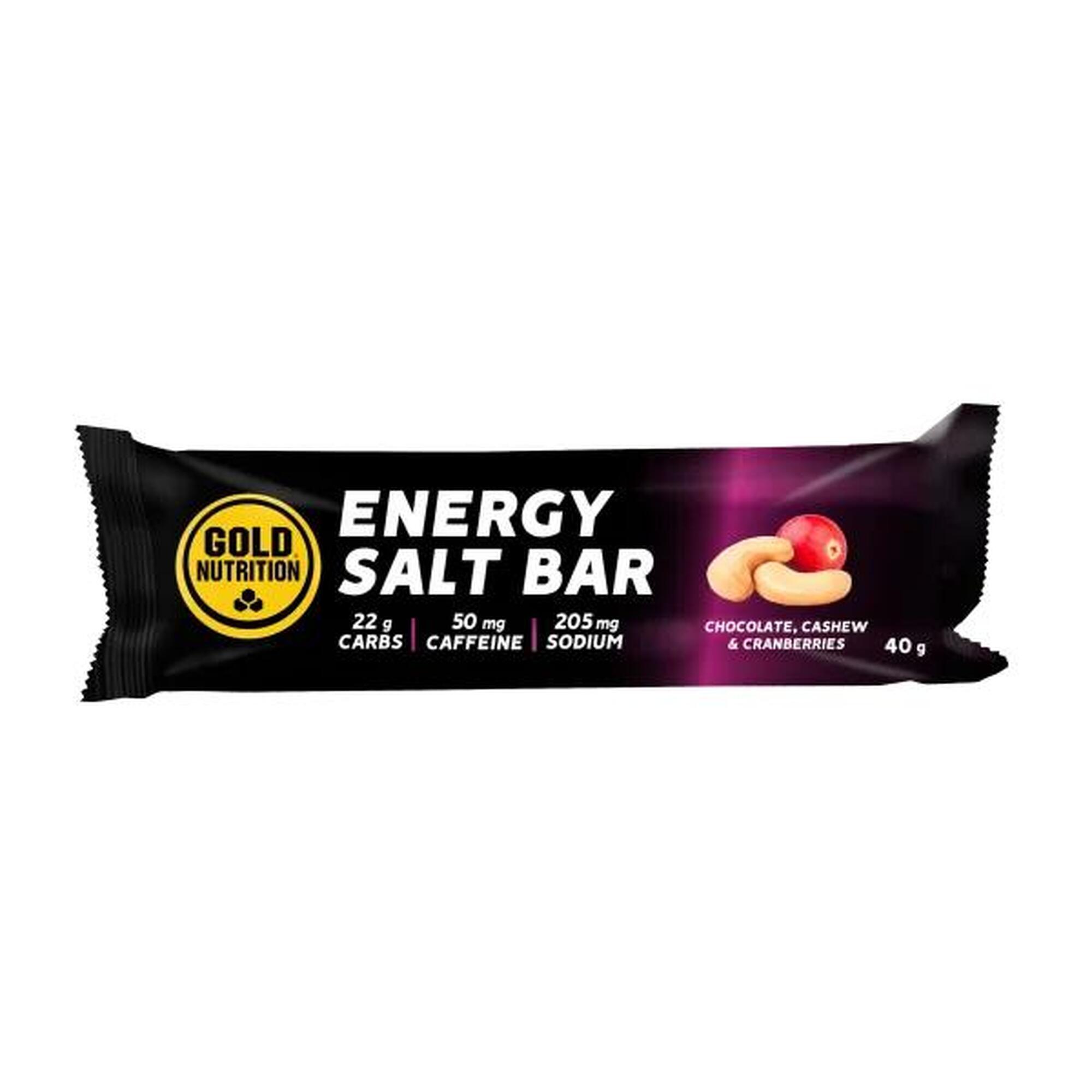 Baton energizant GoldNutrition Energy Salt Bar ciocolata si caju-merisoare 40g