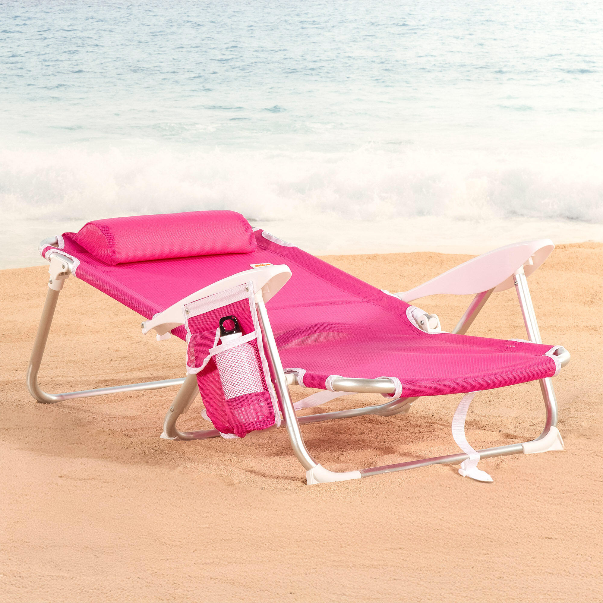 Aktive Chaise de plage basse pliante multipositions 51x45x76 cm fuchsia 3/7