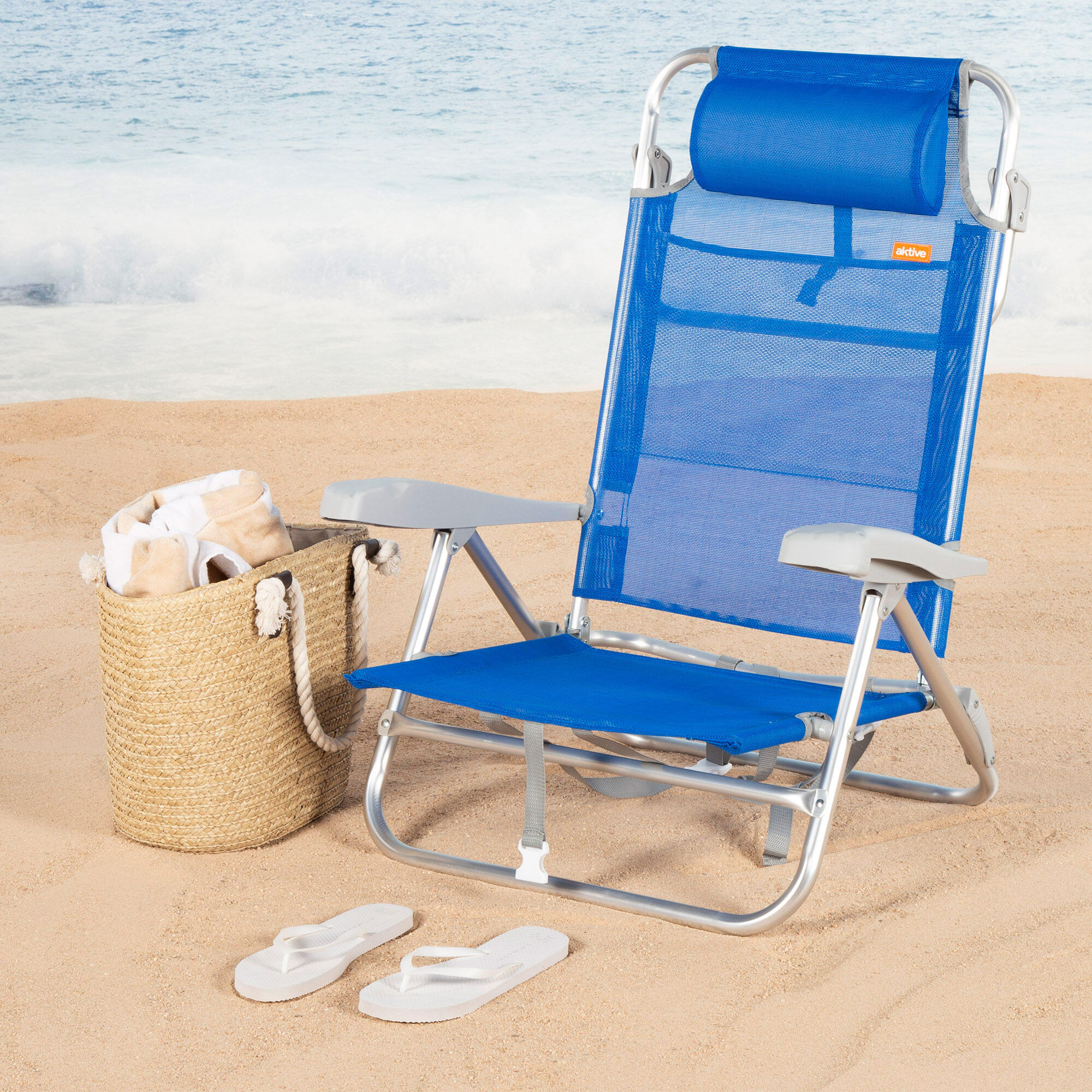 Aktive Sedia da spiaggia bassa multiposizione 47x49x82 cm Gomera 2/7