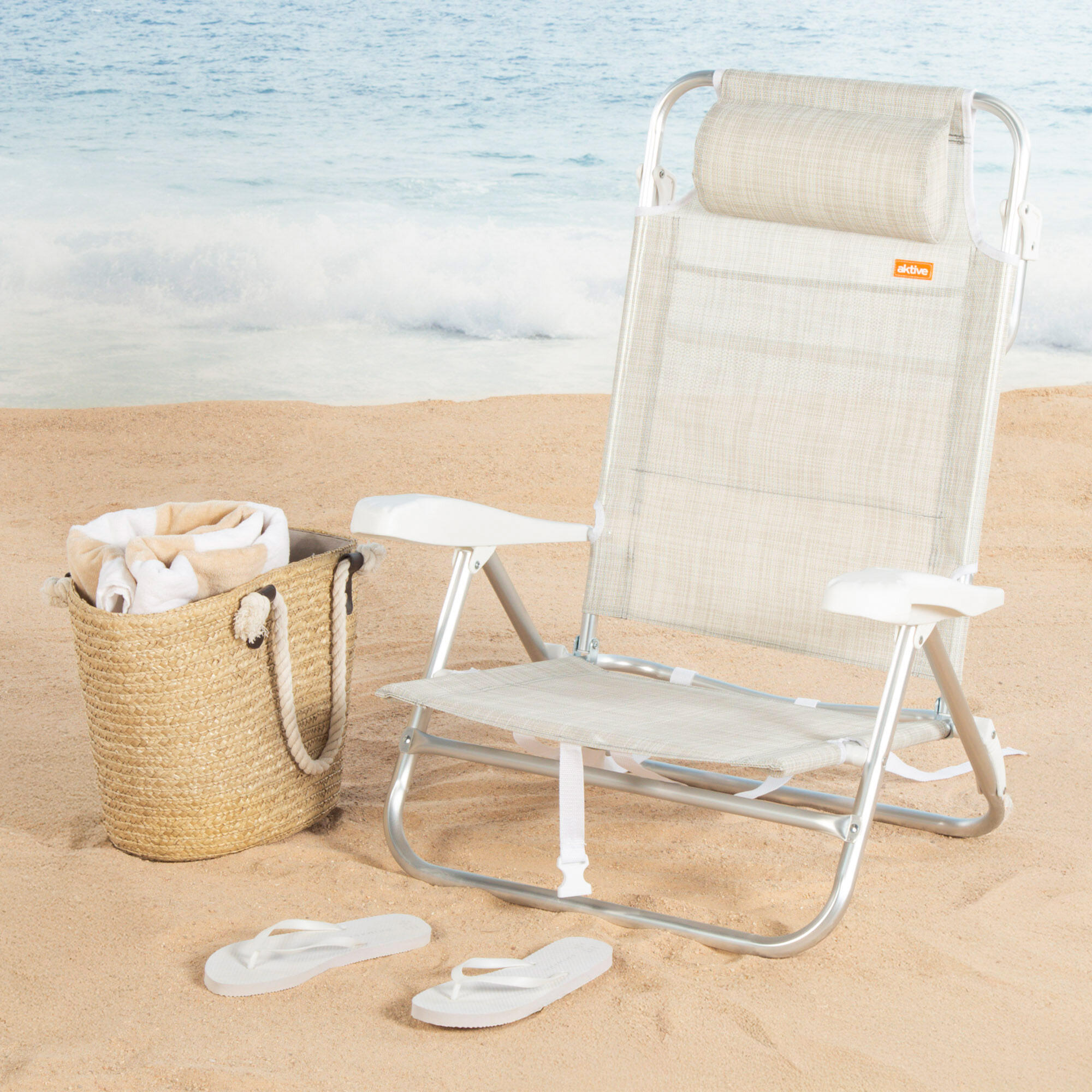 Aktive Chaise de plage basse multiposition Ibiza 47x49x82 cm 2/7