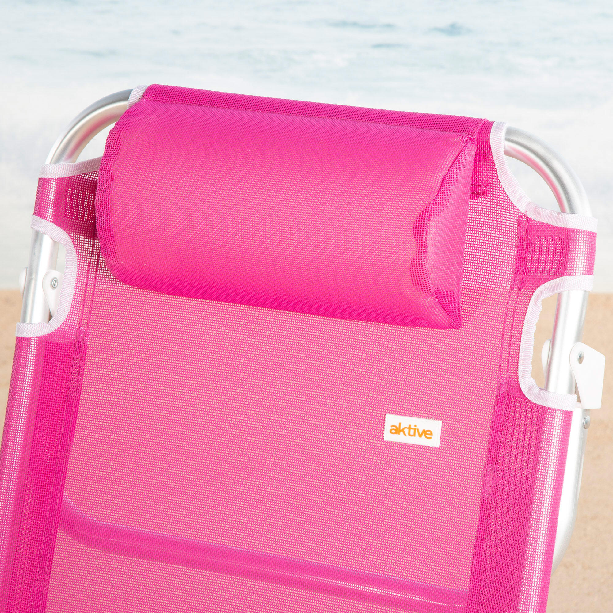 Aktive Sedia da spiaggia bassa multiposizione 48x46x84 cm fucsia 5/7
