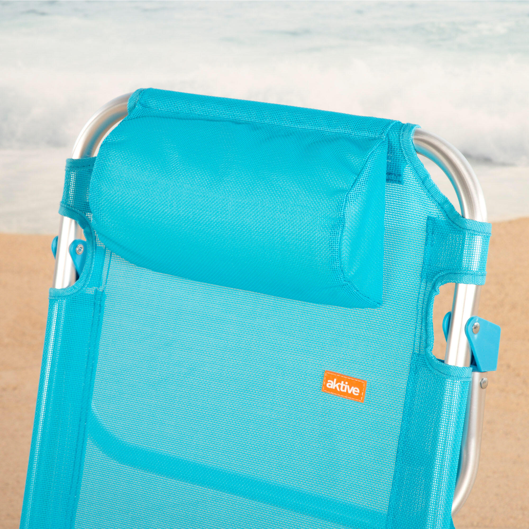 Aktive Sedia da spiaggia bassa multiposizione 48x46x84 cm blu 5/7