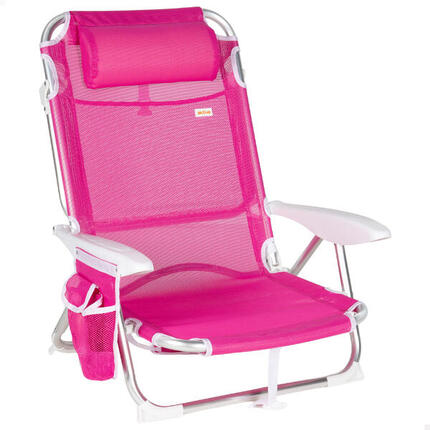 Aktive Chaise de plage basse pliante multipositions 51x45x76 cm fuchsia