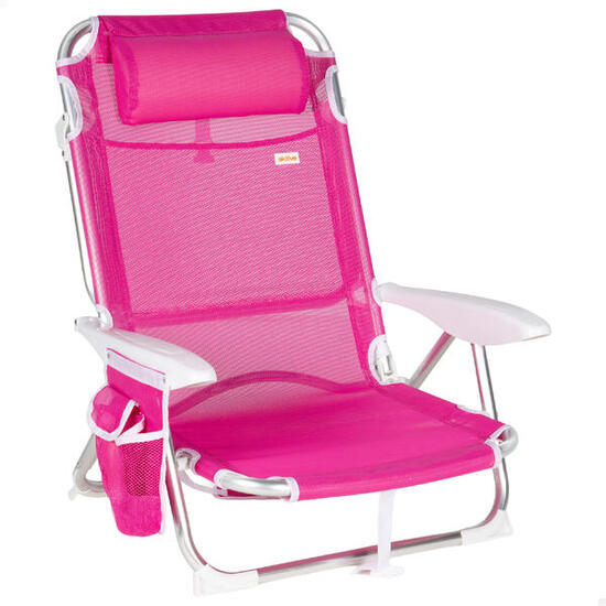 Aktive Chaise de plage basse pliante multipositions 51x45x76 cm fuchsia