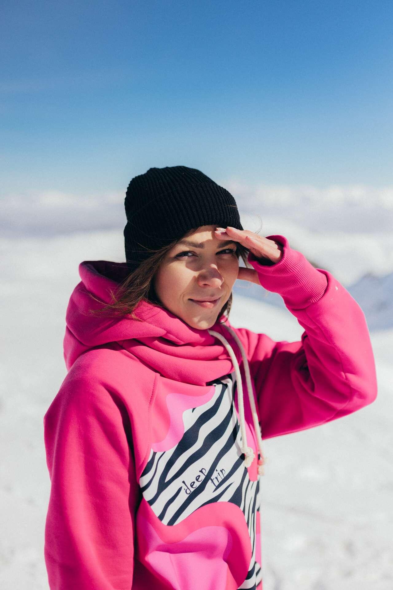 Bluza outdoorowa z kapturem damska DEEP TRIP Twix pink softshell 5/7