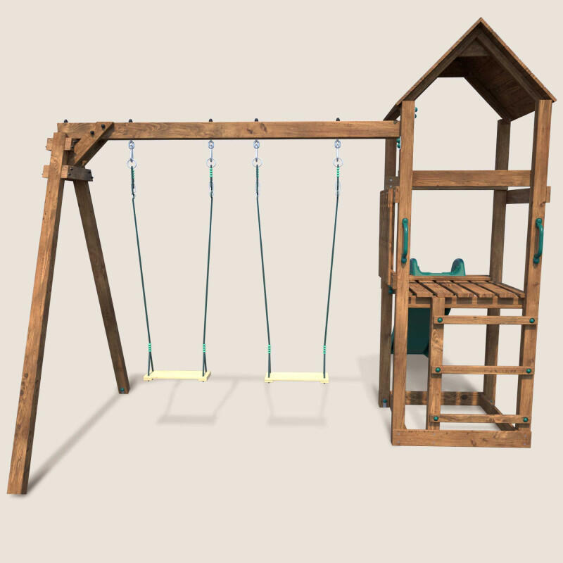 Aire de jeux bois avec toboggan NOUMEA 2/5