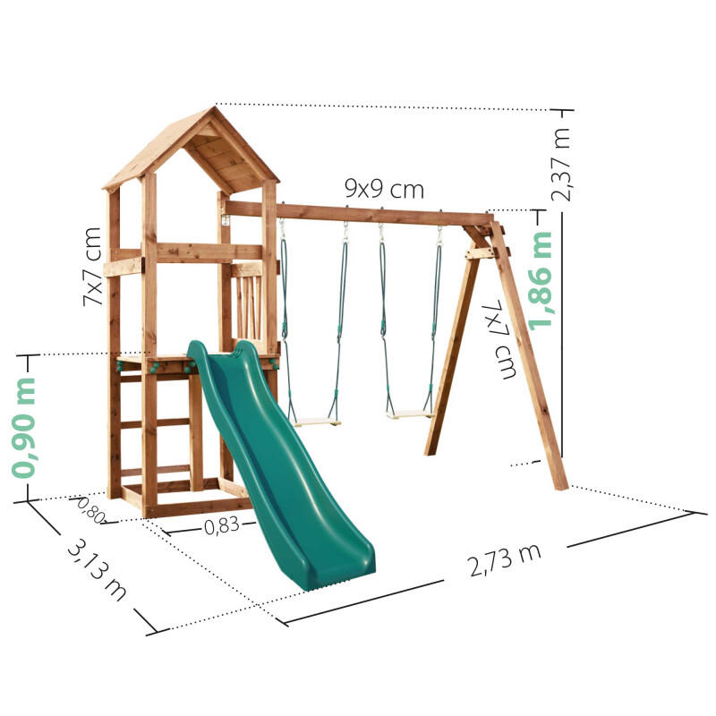 Aire de jeux bois avec toboggan NOUMEA 4/5