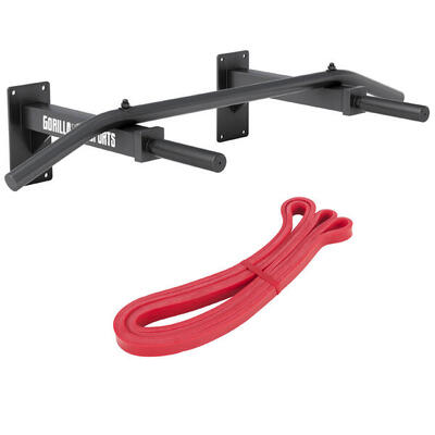 Optrekstang met resistance band - pull up bar met weerstandsband - zwart - rood