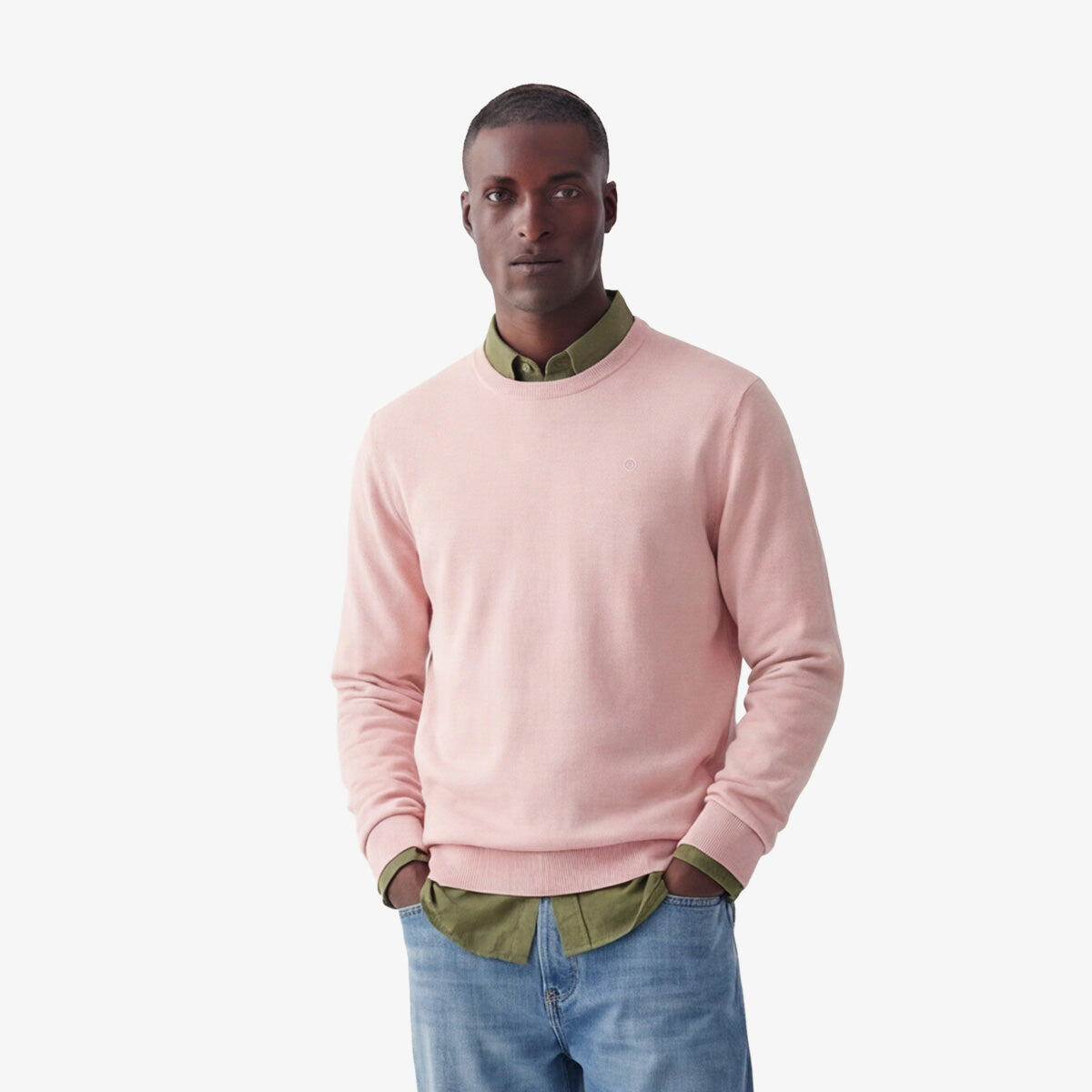 Maglione girocollo in cotone e lana rosa Maximum 2/6