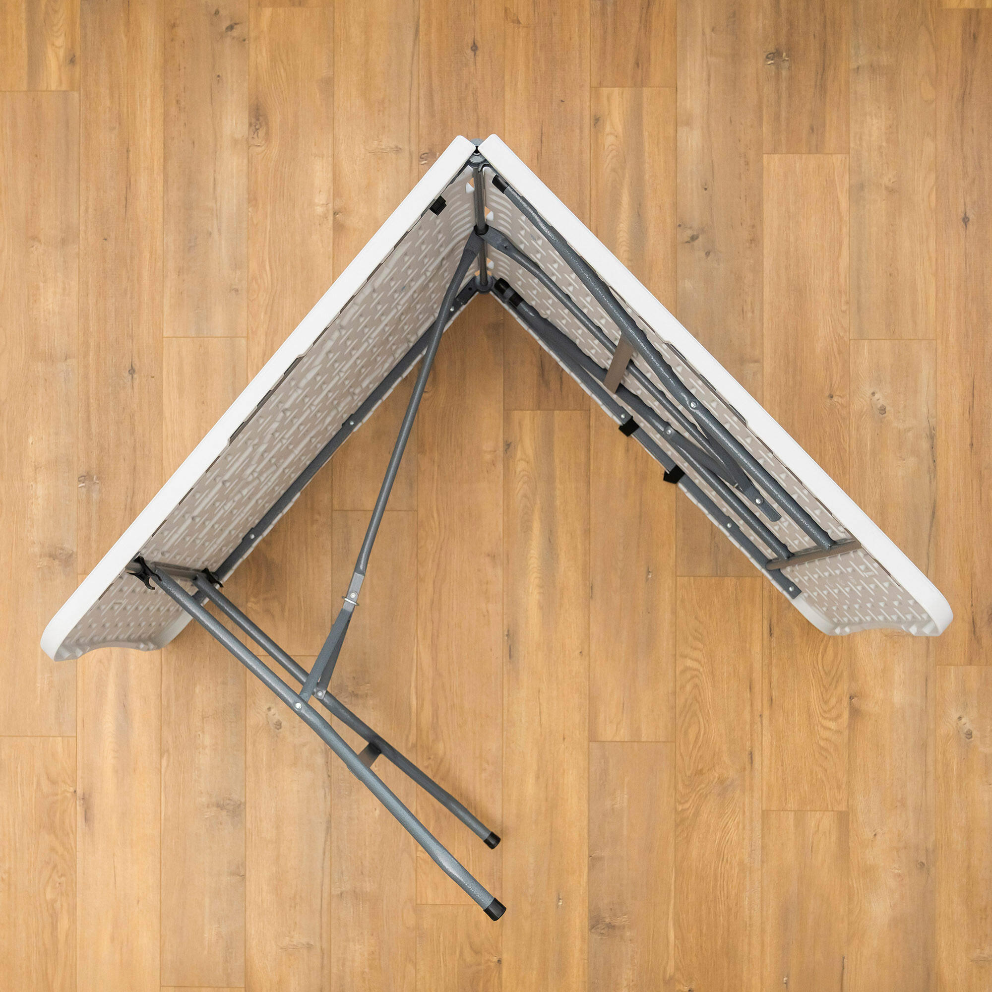 PEAKFORM Mesa rectangular patas abatibles blanco efecto granito 180x70x74 cm 7/7