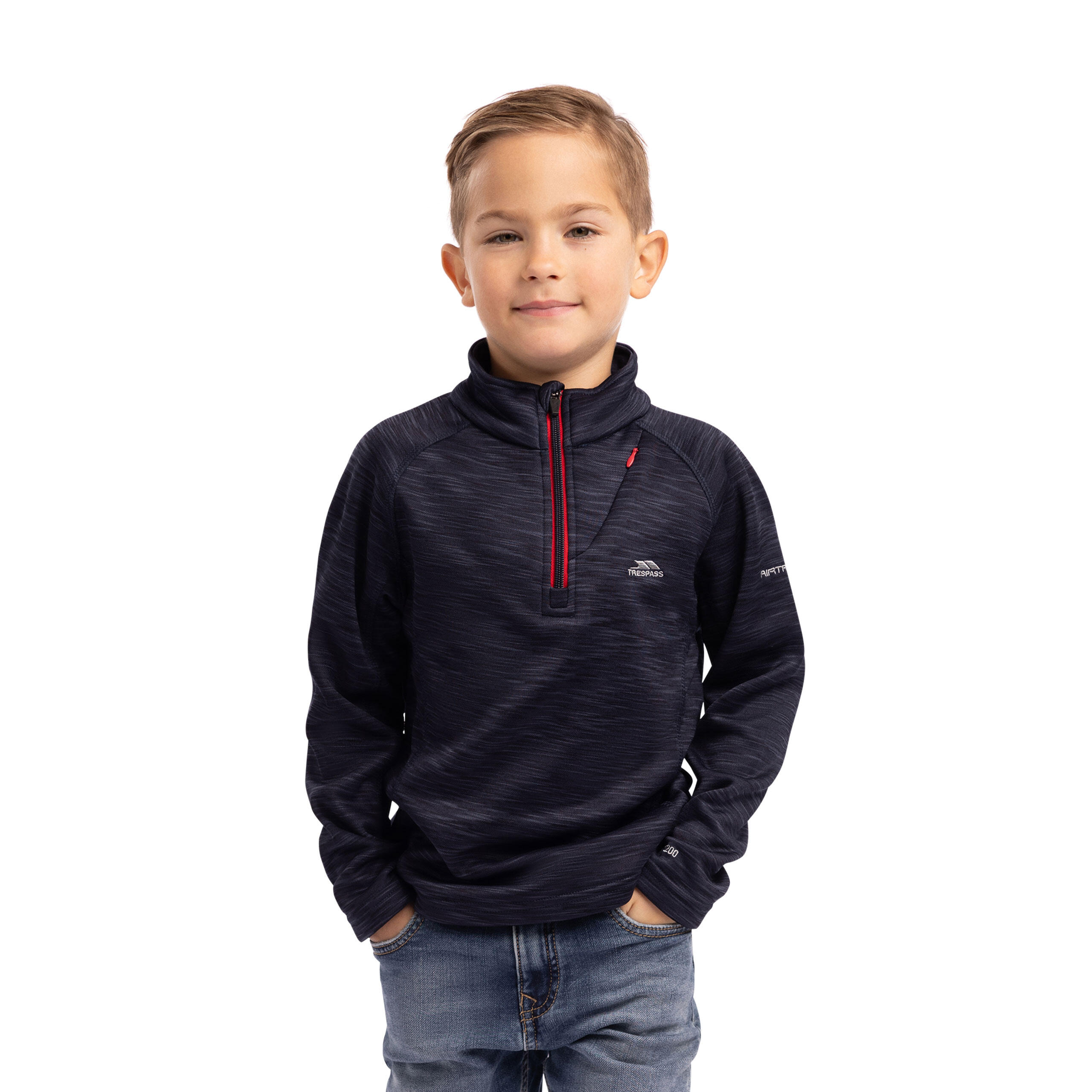 2058 Trespass Edvin Pile Uomo Mezza Zip Navy Marl 3/5