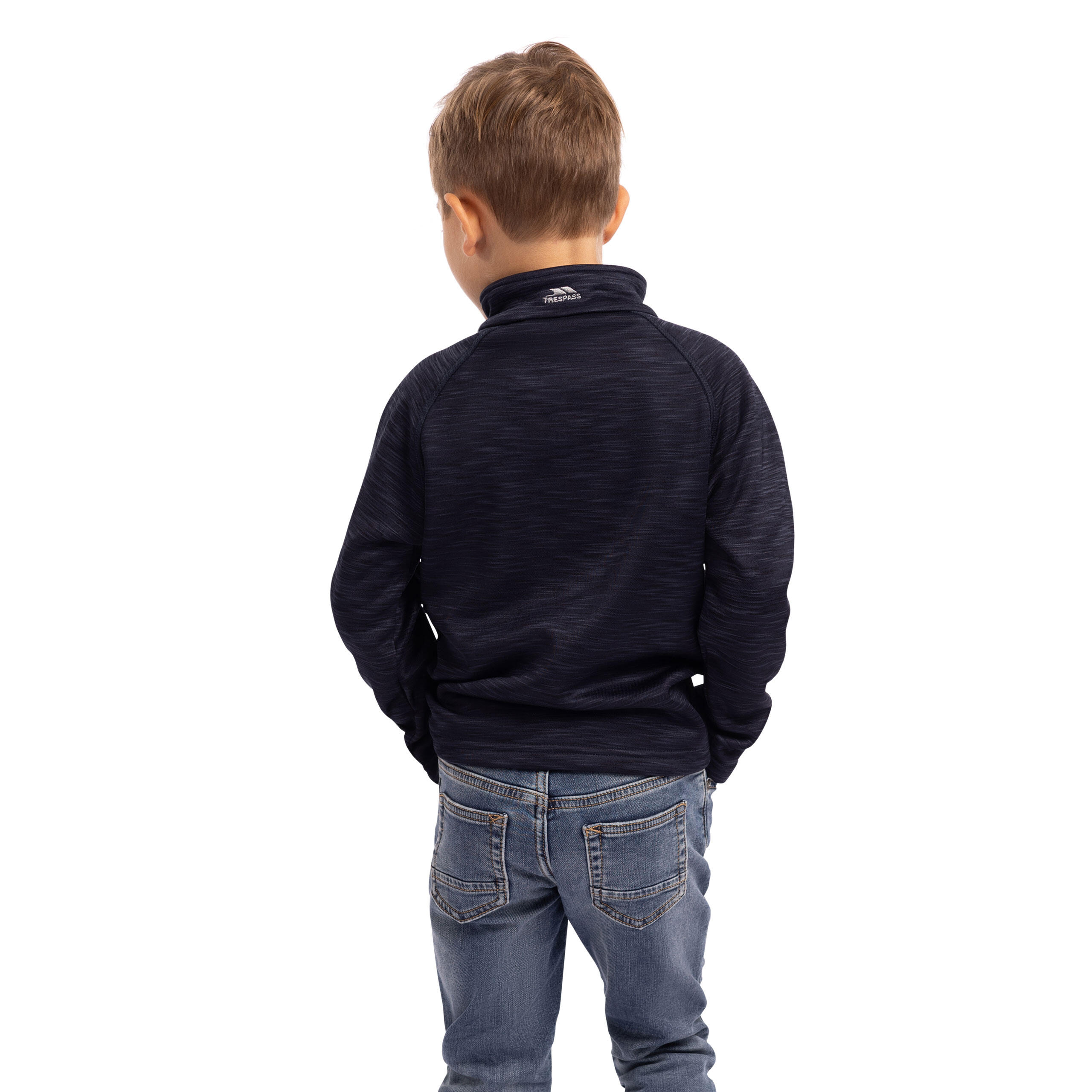 2058 Trespass Edvin Pile Uomo Mezza Zip Navy Marl 4/5