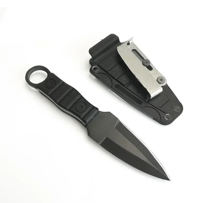 Small Straight Knife With K Sheath Black