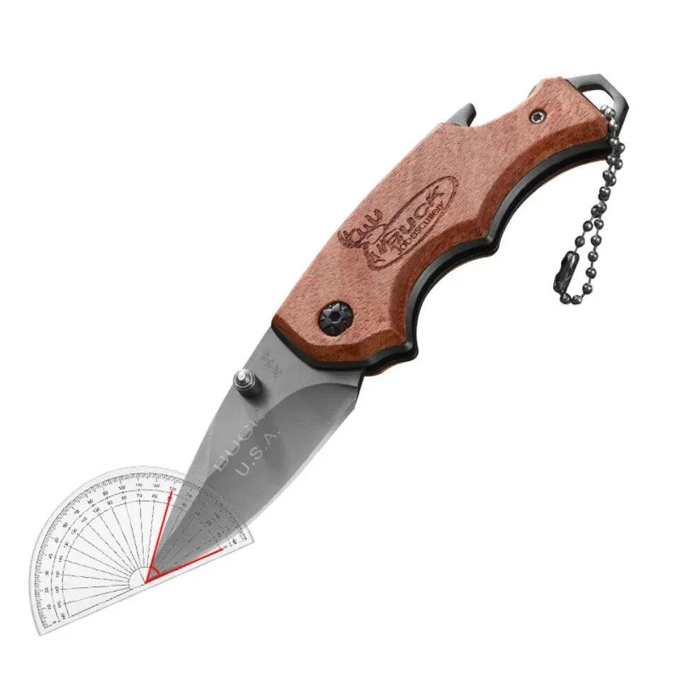 Folding Knife Solid Wood Handle Brown