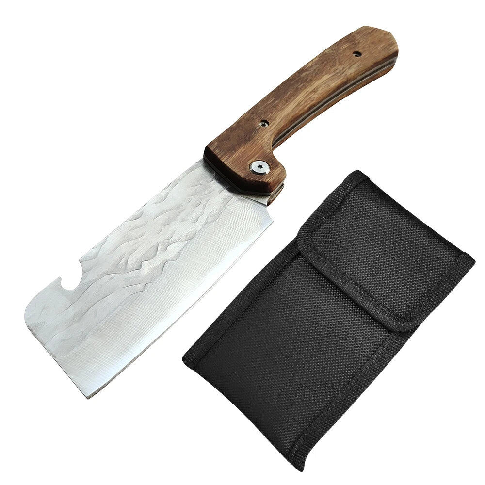 Folding Forged Cleaver Knife Brown