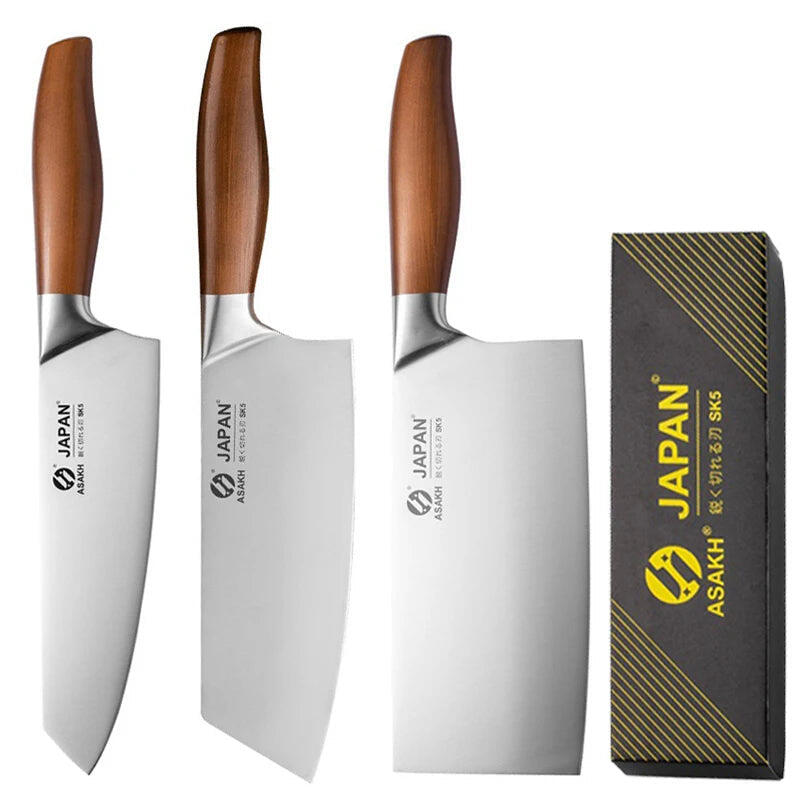 3-Piece Professional Chef Knife Set Brown