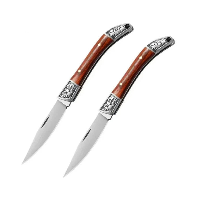2pcs Folding Pocket Fruit Knife Brown