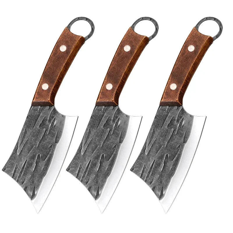 3pcs Cleaver Knife Set Brown