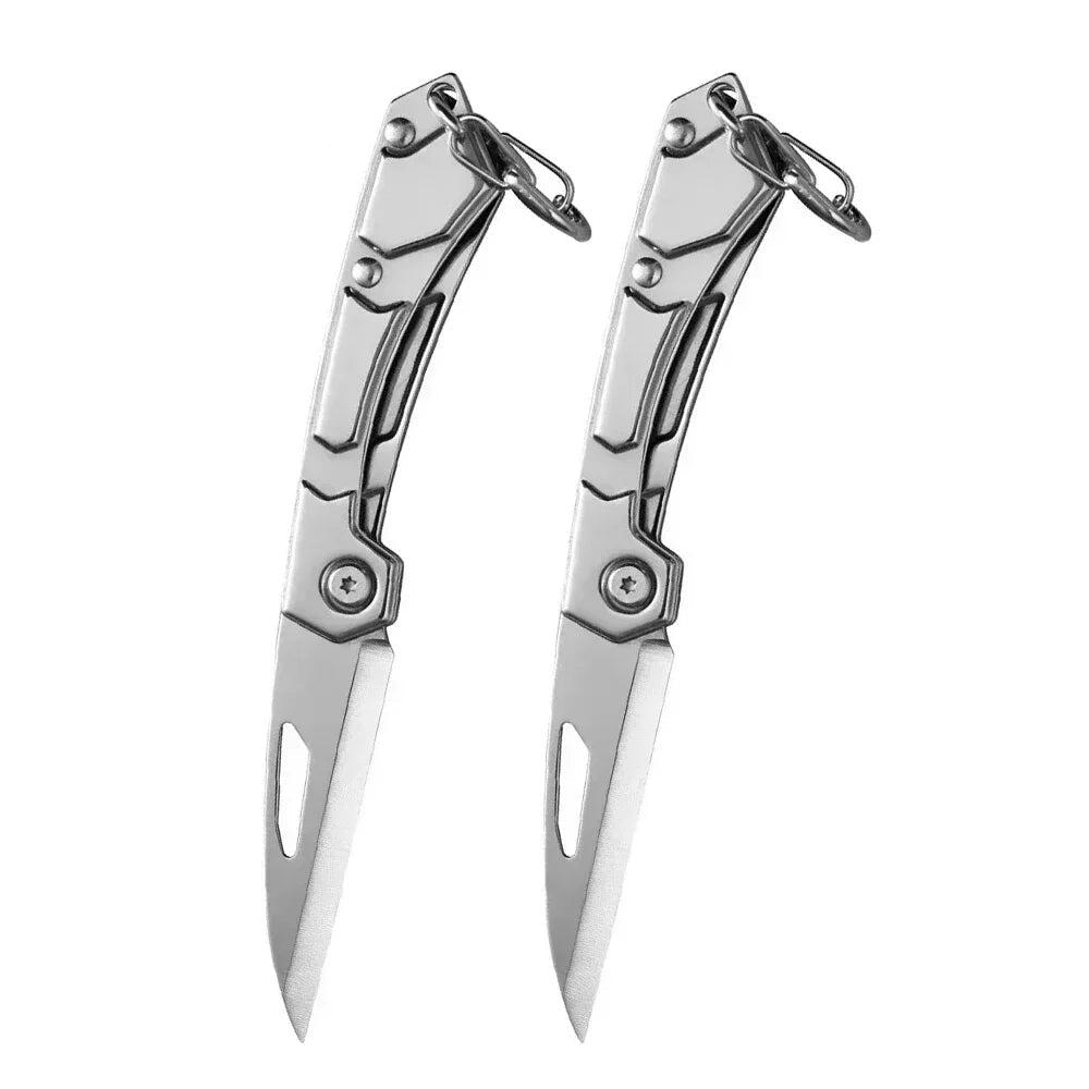 2pcs Camping Folding Knife Silver